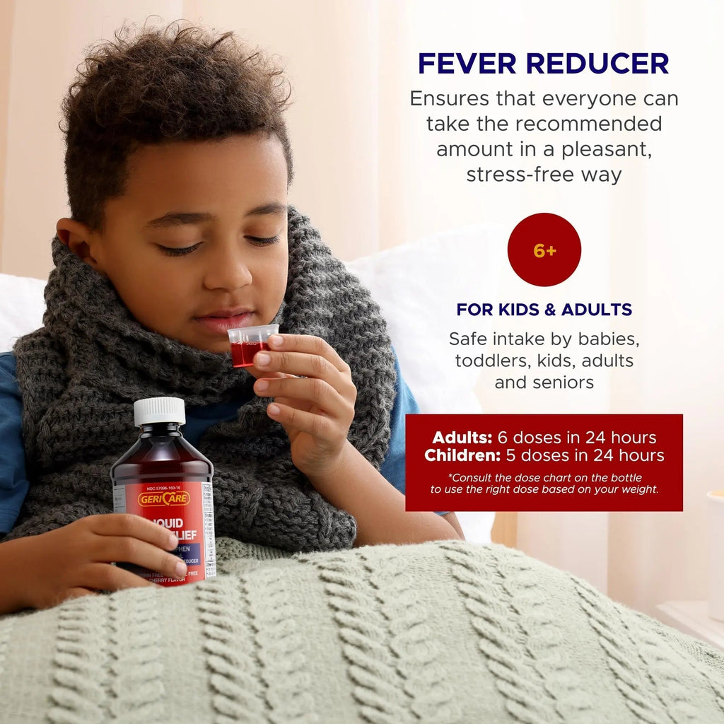 GeriCare Regular Strength Liquid Acetaminophen 160 mg, Pain Reliever, Fever Reducer, Aspirin & Alcohol Free, Cherry Flavored 16 Fl Oz (Pack of 2) - TrustMedUSA