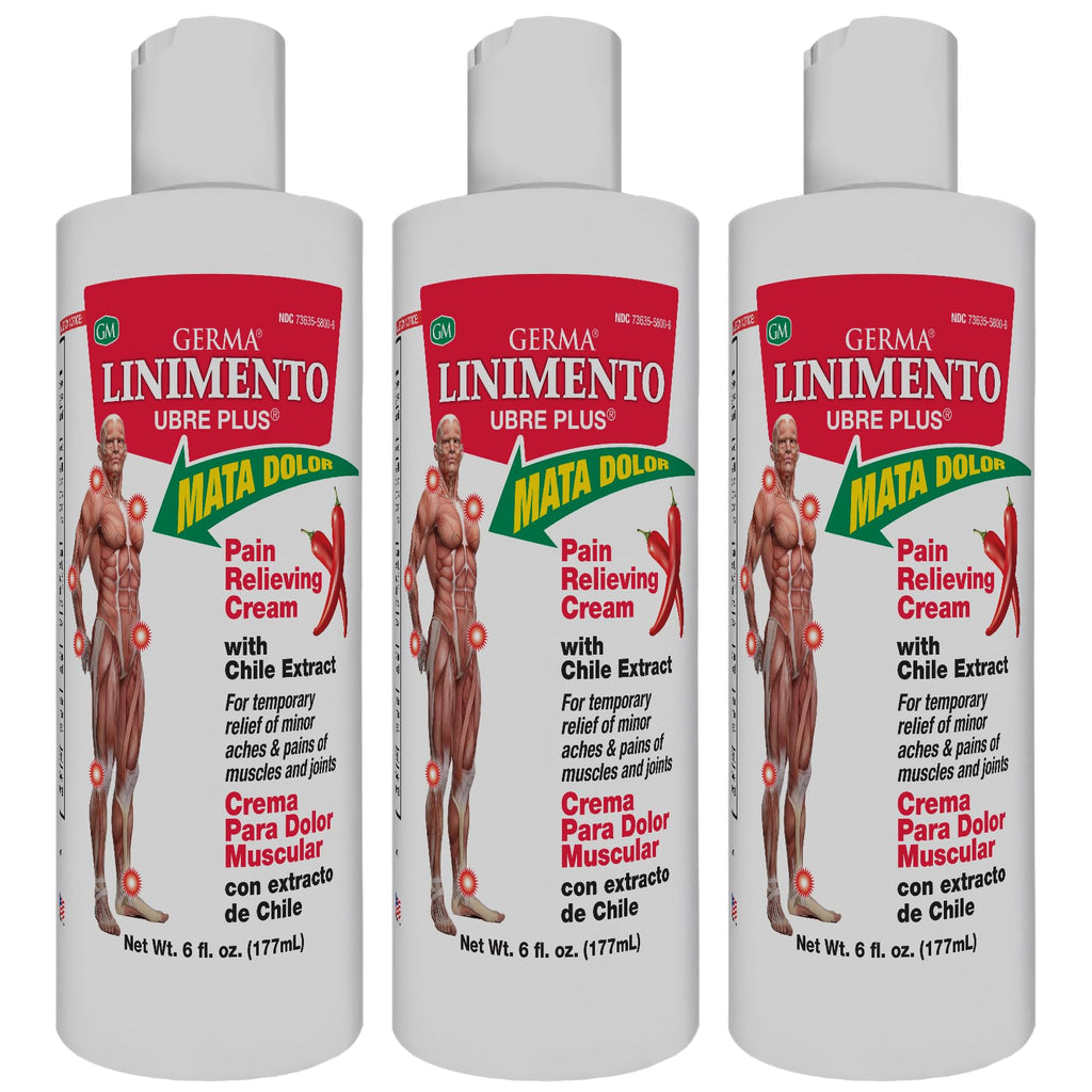 Germa Liniment Udder Plus. Natural Topical Analgesic Ointment. Relief for Pain and Aches in Joints and Back. With Chile Extract. 6 oz. Pack of 3 - TrustMedUSA