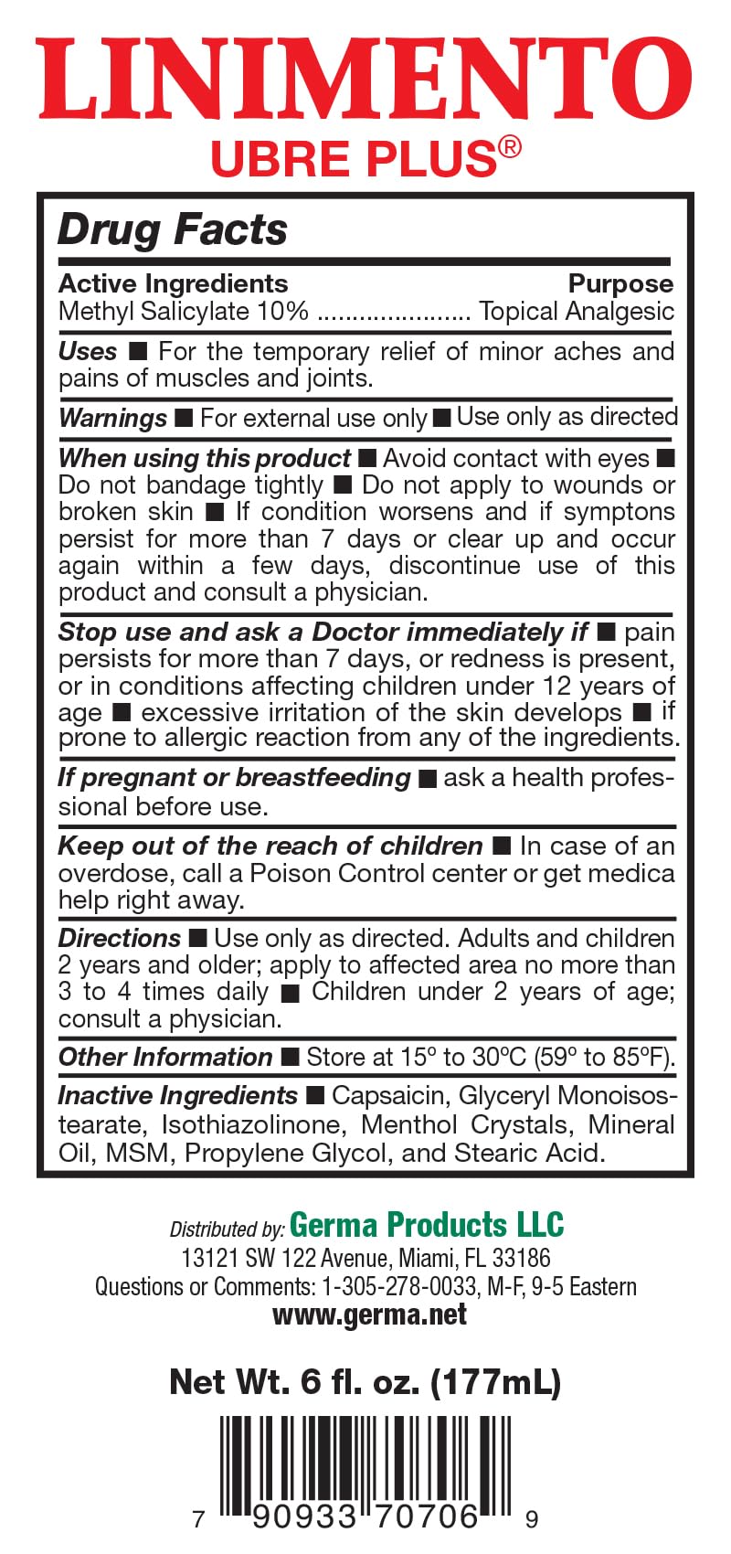 Germa Liniment Udder Plus. Natural Topical Analgesic Ointment. Relief for Pain and Aches in Joints and Back. With Chile Extract. 6 oz. Pack of 3 - TrustMedUSA
