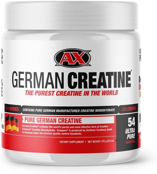 German Creatine - Micronized Creatine Monohydrate Powder, 99.99% Pure Creapure for Muscle Growth, Strength & Performance, Supports Muscle Recovery, 3rd Party Tested, Unflavored - 270g (54 Servings) - Maple Wellness Supplements