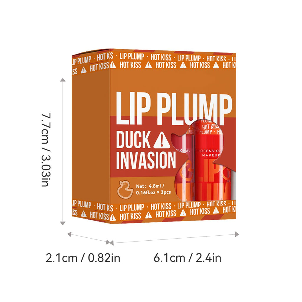 GHFCZOO 3 Colors Duck Lip Plumper Gloss, Hydrating Glitter Shine Primer Lip Tint, Non-Sticky Korean Plumping Lip Oil, Moisturizing Tinted Lip Balm for Sexy, Glossy Lips (Set A, 3pcs/set) - TrustMedUSA