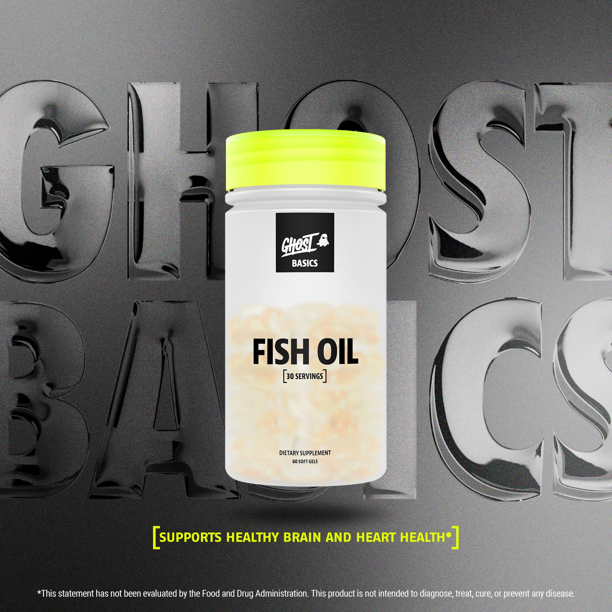 GHOST Basics Fish Oil Supplement, 3000MG Daily Omega 3 Fatty Acids with DHA & EPA for Brain, Heart Health & Immunity Support - Gluten-Free & Soy-Free - 60 Enteric Coated Softgels - TrustMedUSA