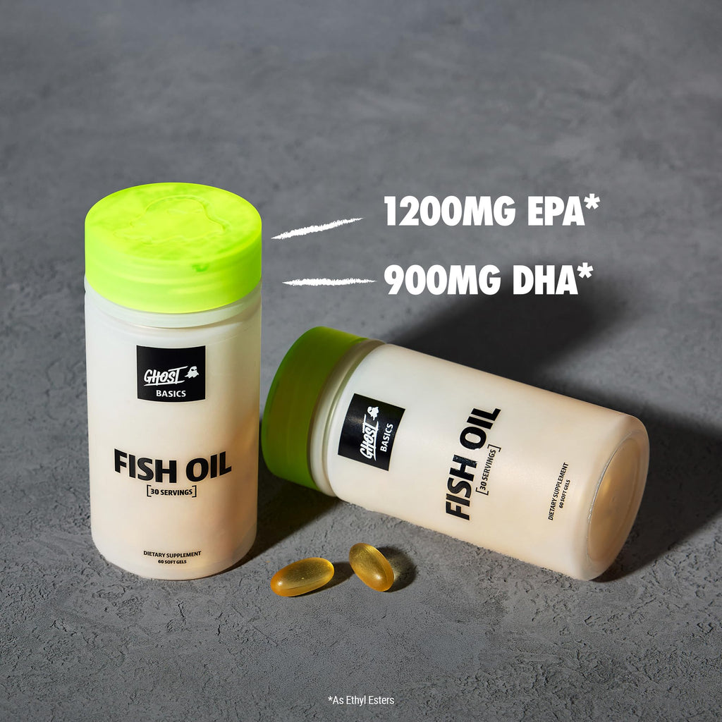 GHOST Basics Fish Oil Supplement, 3000MG Daily Omega 3 Fatty Acids with DHA & EPA for Brain, Heart Health & Immunity Support - Gluten-Free & Soy-Free - 60 Enteric Coated Softgels - TrustMedUSA