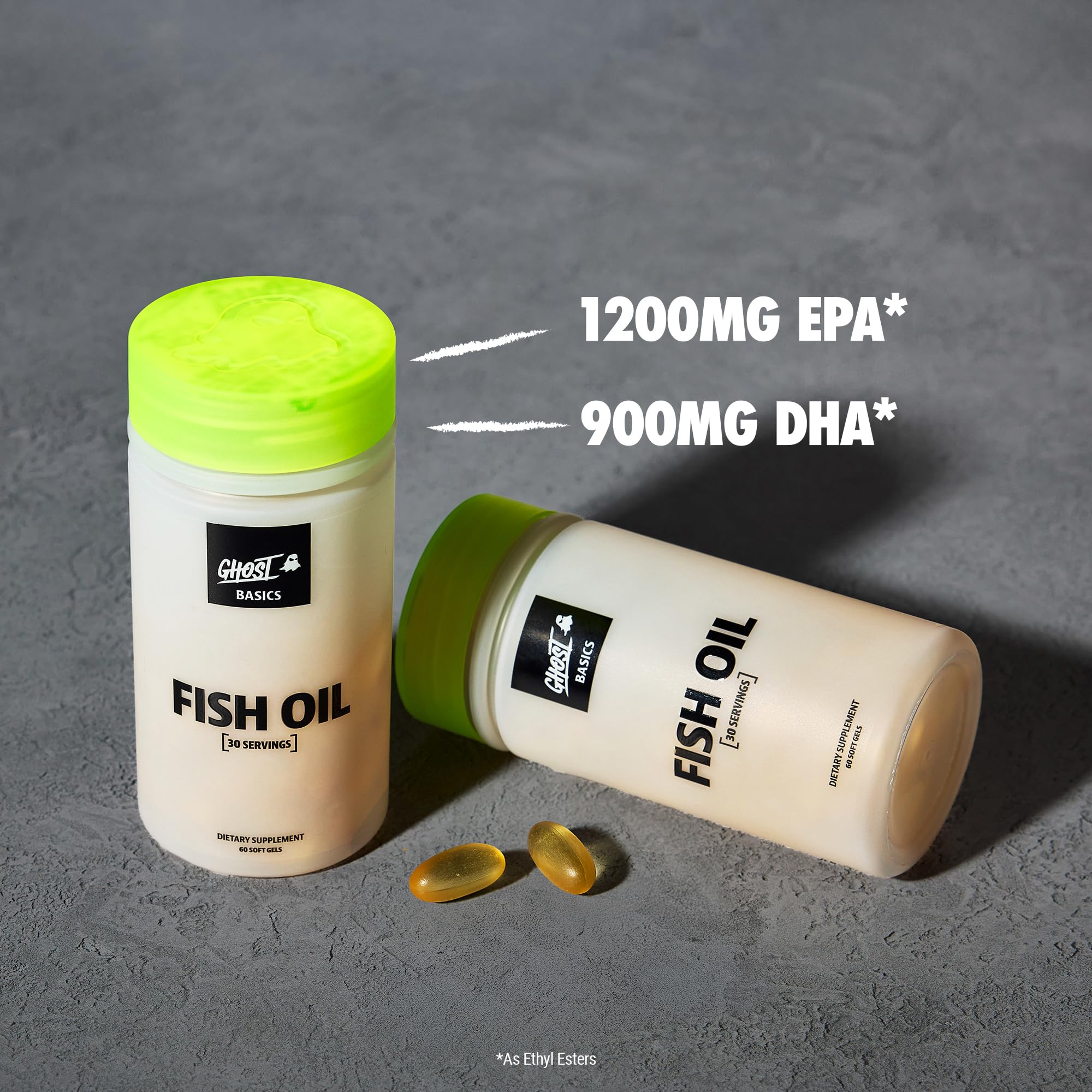 GHOST Basics Fish Oil Supplement, 3000MG Daily Omega 3 Fatty Acids with DHA & EPA for Brain, Heart Health & Immunity Support - Gluten-Free & Soy-Free - 60 Enteric Coated Softgels - TrustMedUSA