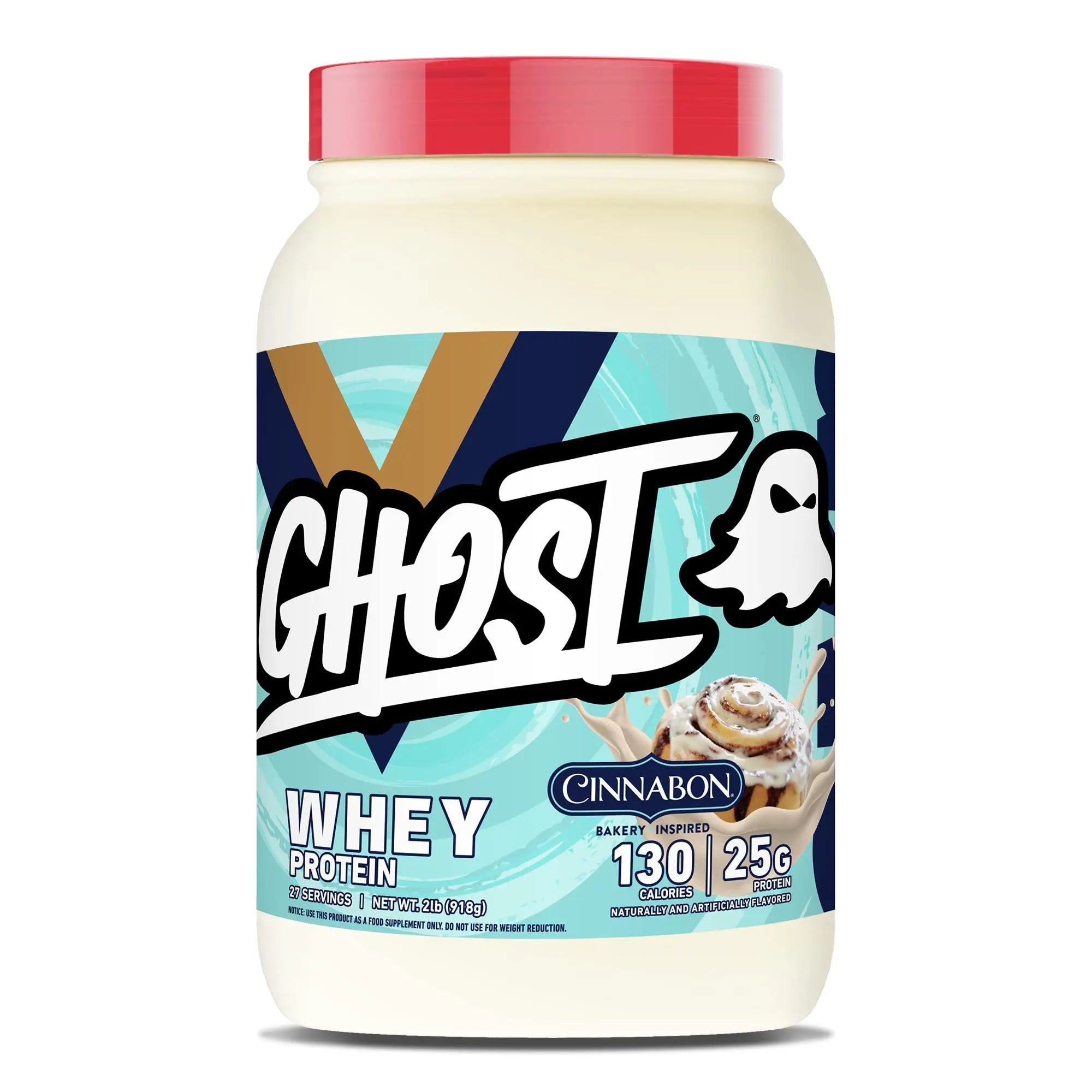 GHOST Whey Protein Powder, Cinnabon - 2LB Tub, 25G of Protein - Cinnamon Roll Flavore - TrustMedUSA