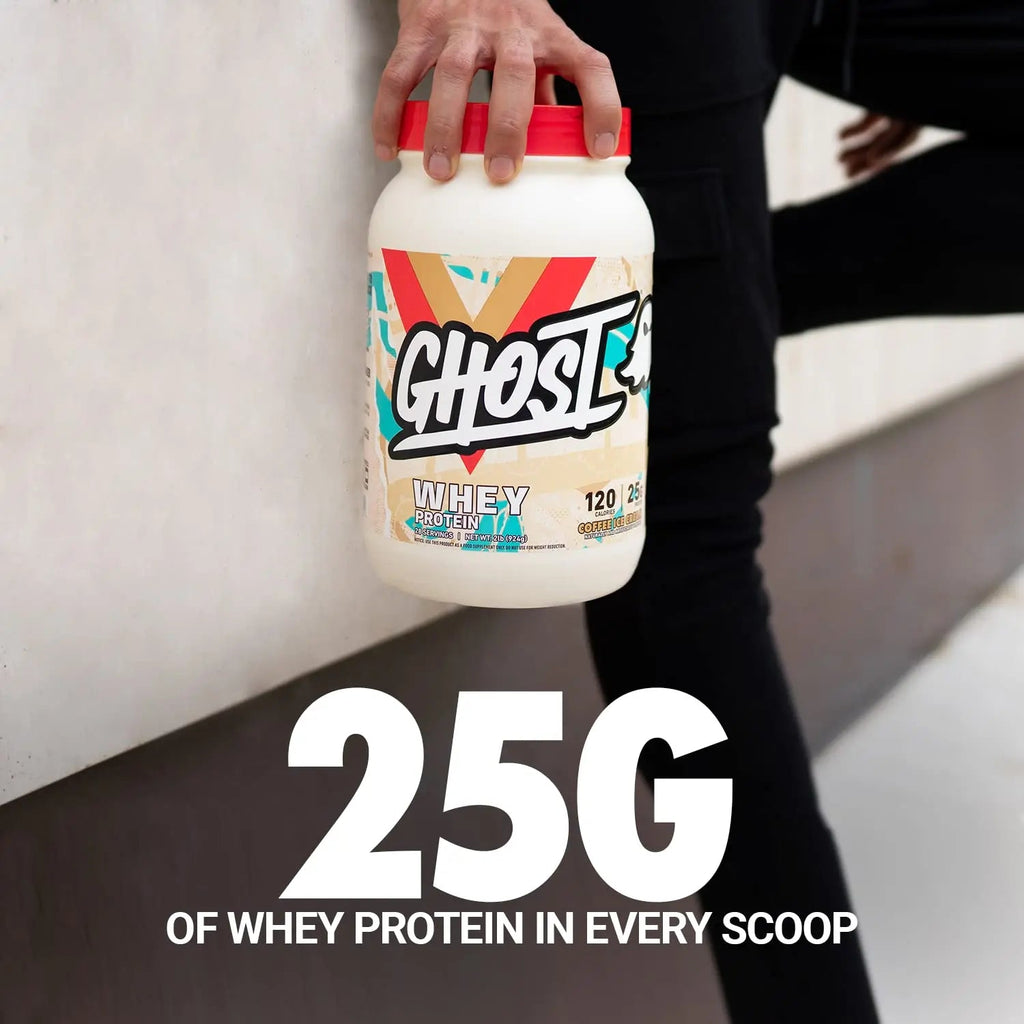 GHOST Whey Protein Powder, Coffee Ice Cream - 2LB Tub, 25G of Protein - Flavored Isolate - TrustMedUSA