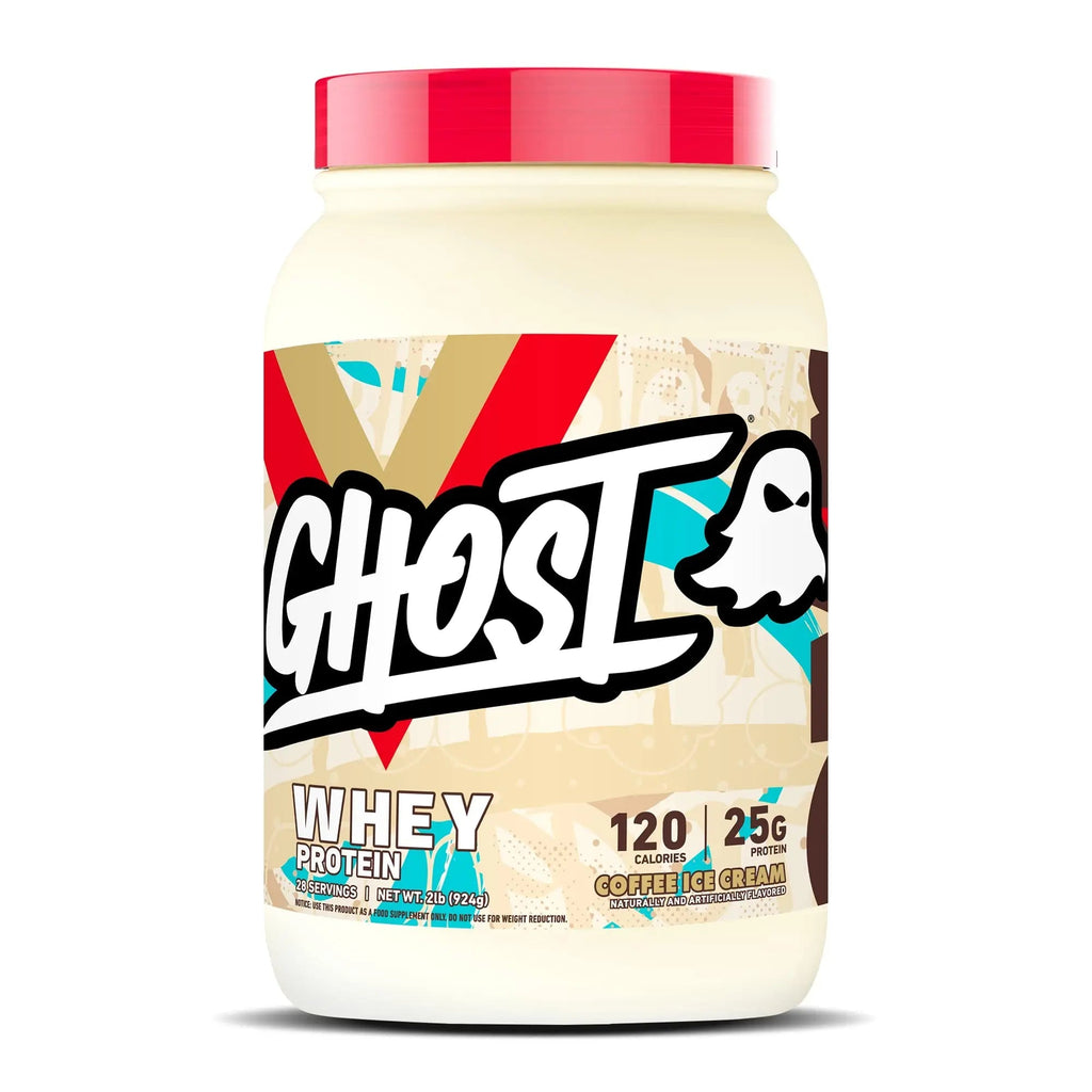GHOST Whey Protein Powder, Coffee Ice Cream - 2LB Tub, 25G of Protein - Flavored Isolate - TrustMedUSA