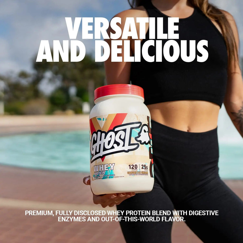 GHOST Whey Protein Powder, Coffee Ice Cream - 2LB Tub, 25G of Protein - Flavored Isolate - TrustMedUSA
