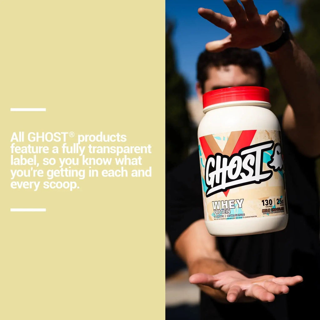GHOST Whey Protein Powder, Milk Chocolate - 2LB Tub, 25G of Protein - Flavored Isolate - TrustMedUSA