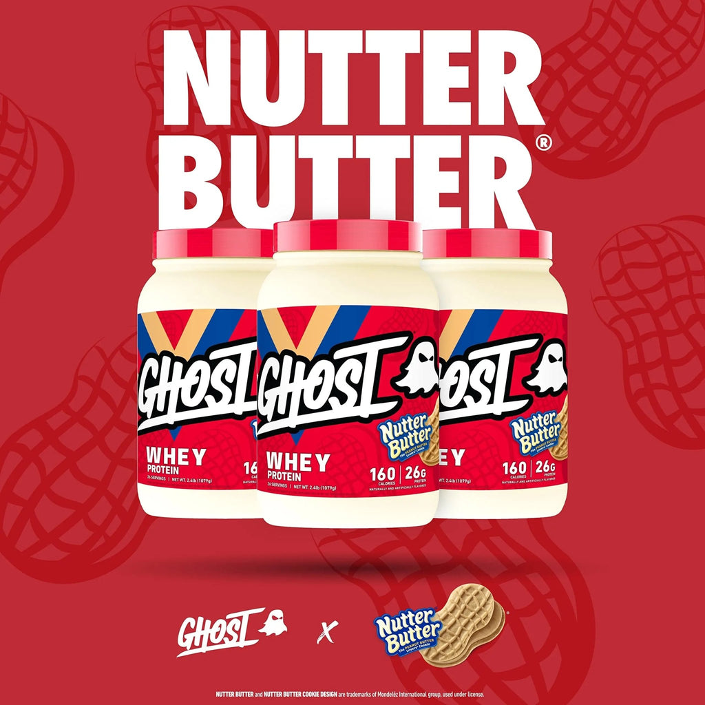 GHOST Whey Protein Powder, Nutter Butter - 2LB Tub, 26G of Protein - Peanut Butter - TrustMedUSA