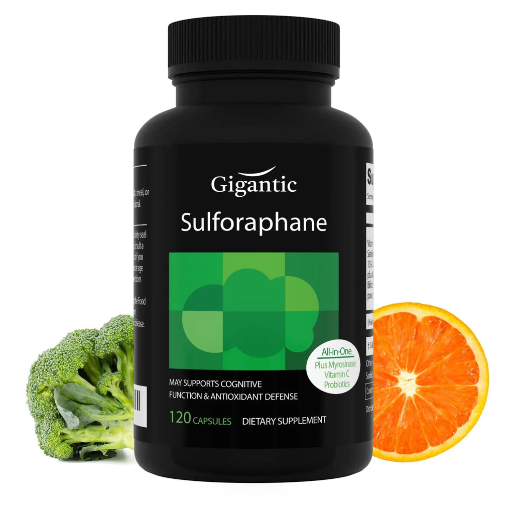 GIGANTIC Sulforaphane + Myrosinase 10mg (120 Capsules) - Includes Vitamin C - TrustMedUSA