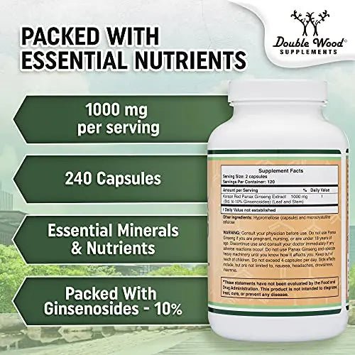 Ginseng Capsules (Korean Red Ginseng Extract, Panax Ginseng 10% Ginsenosides) - TrustMedUSA
