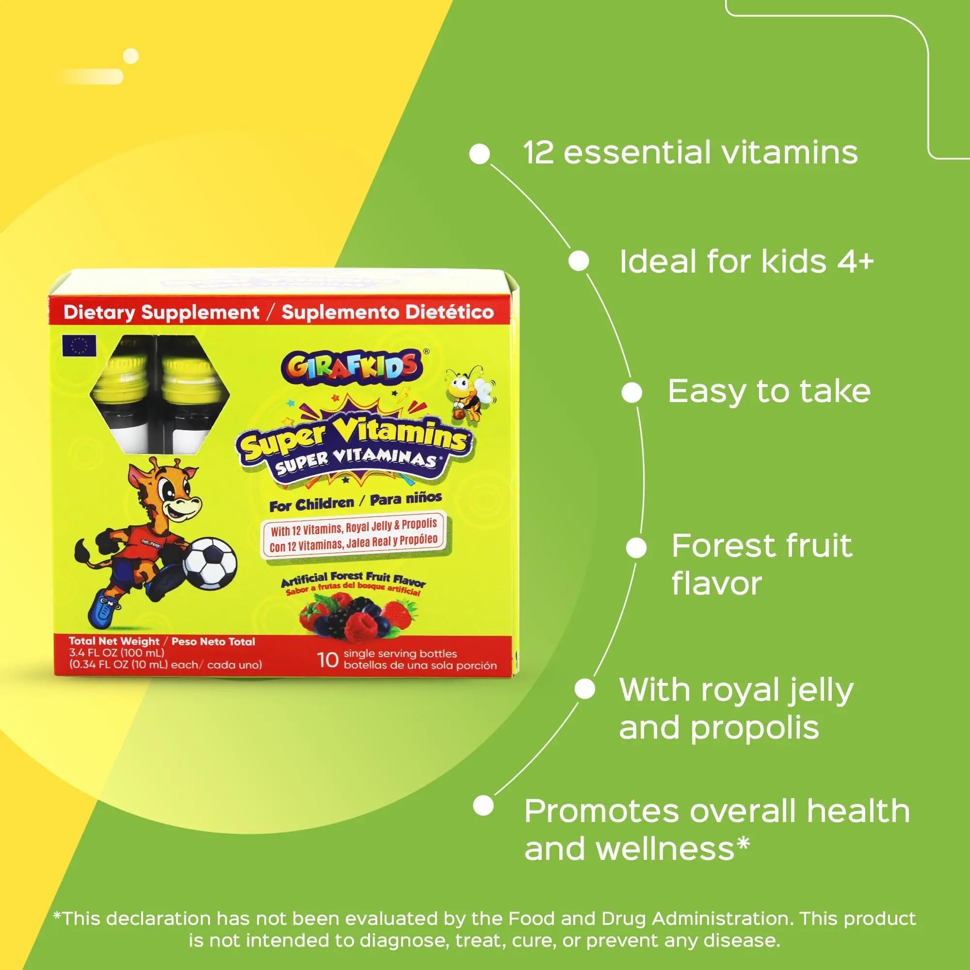 GirafKids Multivitamin Syrup + Super Vitamins Liquid Bundle for Kids Ages 4+ | Omega-3, Beta Glucan, Royal Jelly & Propolis | - TrustMedUSA