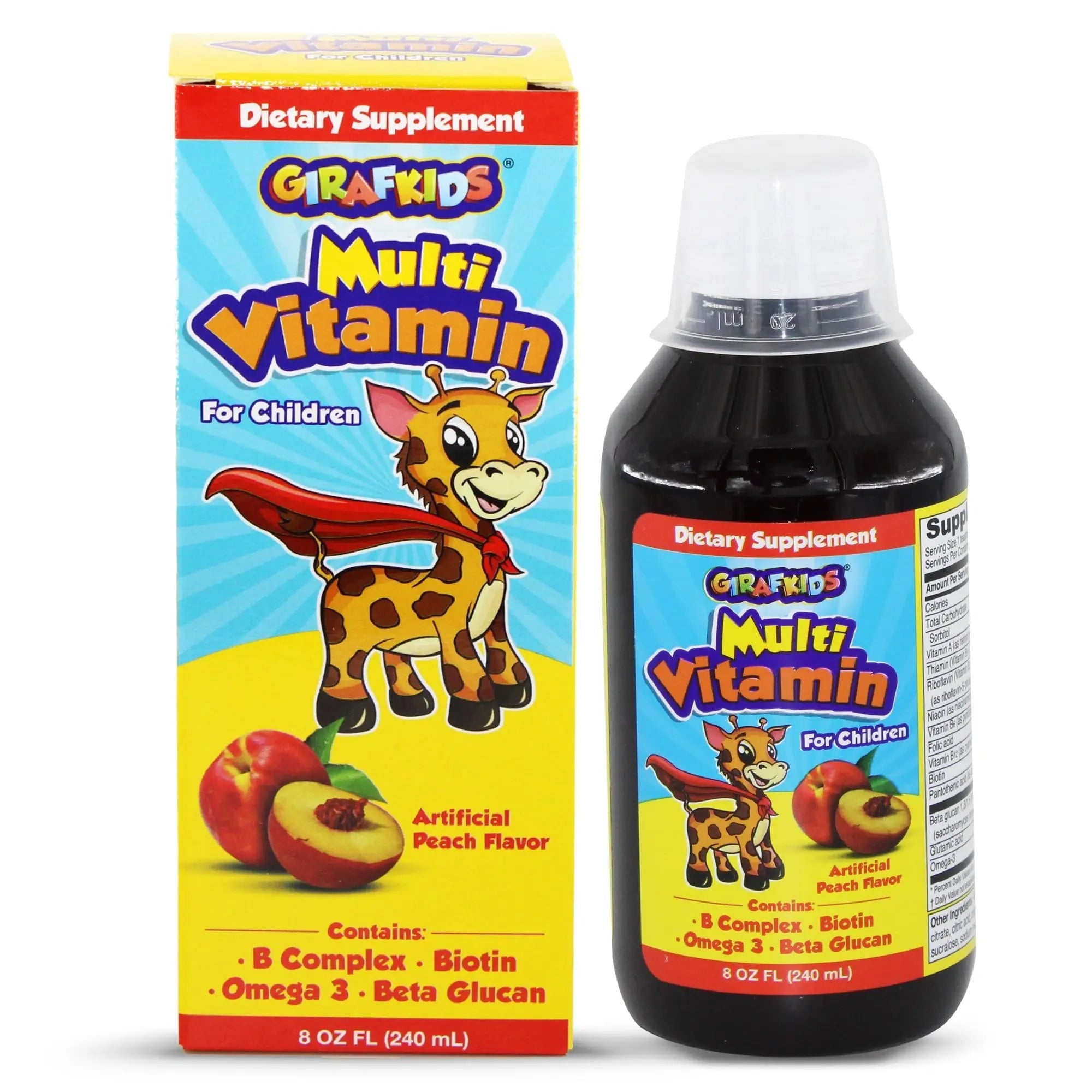 GirafKids Multivitamin Syrup + Super Vitamins Liquid Bundle for Kids Ages 4+ | Omega-3, Beta Glucan, Royal Jelly & Propolis | - TrustMedUSA
