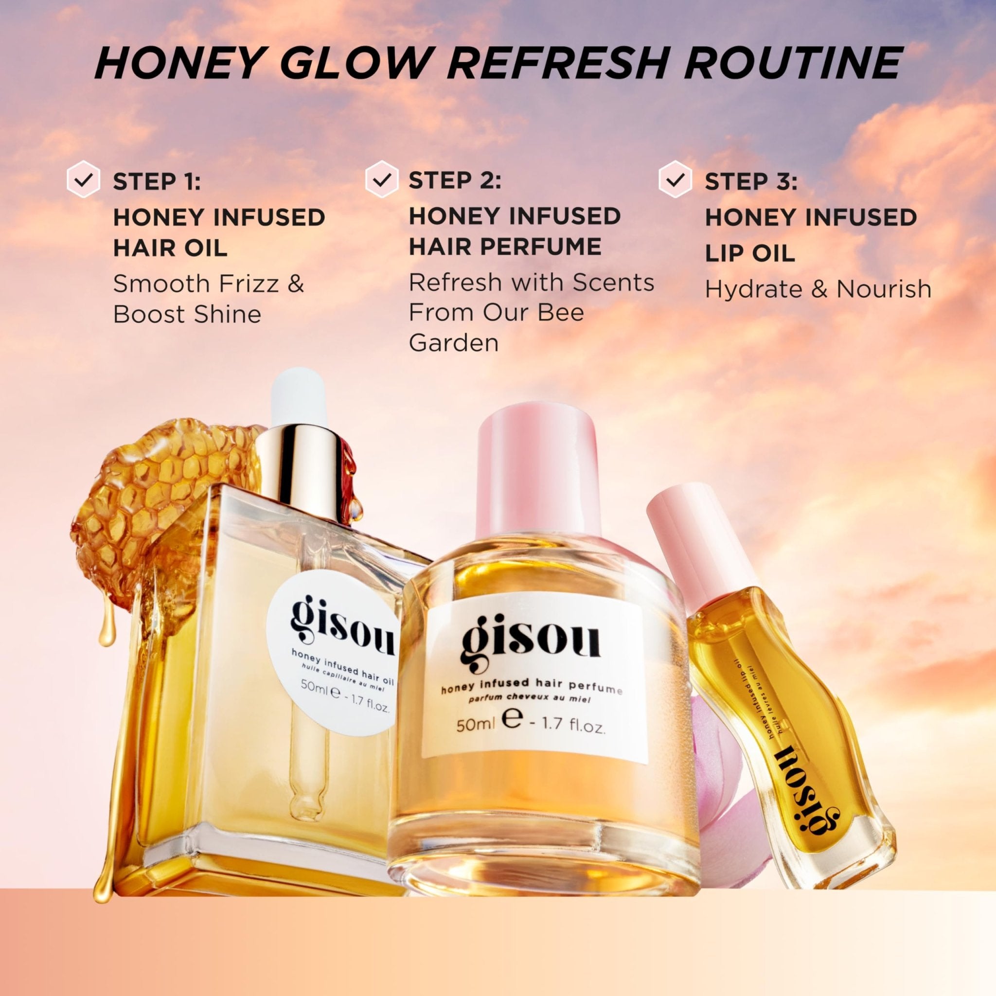 Gisou Honey Infused Hydrating Lip Oil, Nourishing Lip Moisturizer for Dry Lips (Watermelon Sugar) - TrustMedUSA