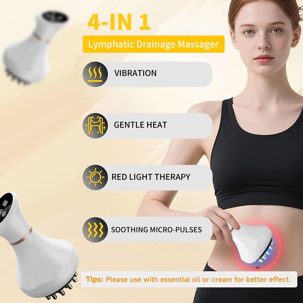 GJMJNNW Handheld Electric Lymphatic Drainage Massager: Body Sculpting Machine and Anti Cellulite Massage Tool for Cellulite & Stretch Marks with Microcurrent Red Light Heat & Vibration - Maple Wellness Supplements