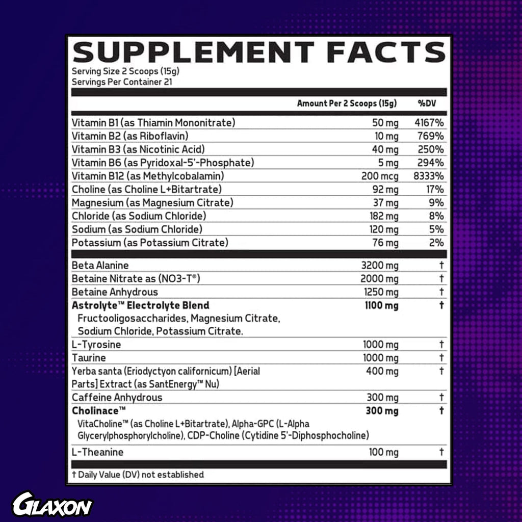 Glaxon Specimen High Stimulant Pre Workout Powder, Preworkout with 300mg Caffeine - TrustMedUSA