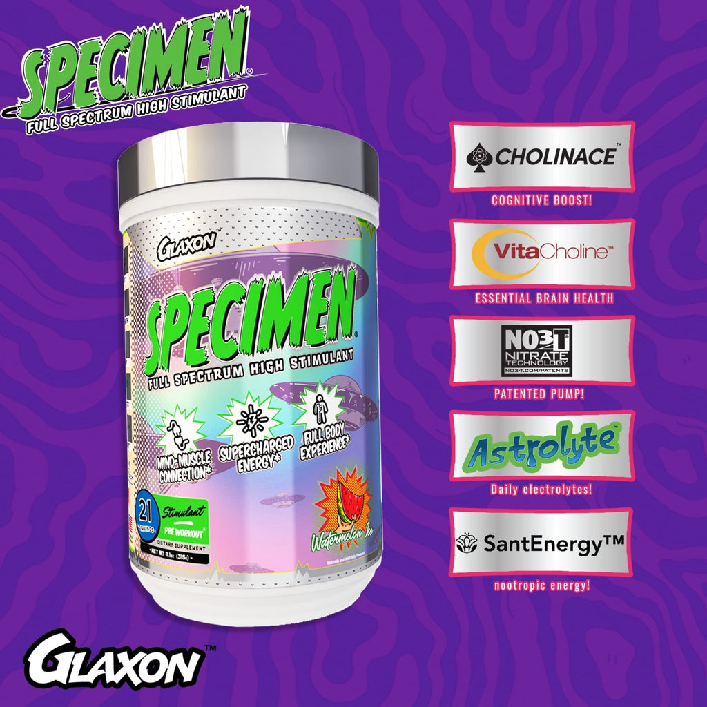 Glaxon Specimen High Stimulant Pre Workout Powder, Preworkout with 300mg Caffeine - TrustMedUSA