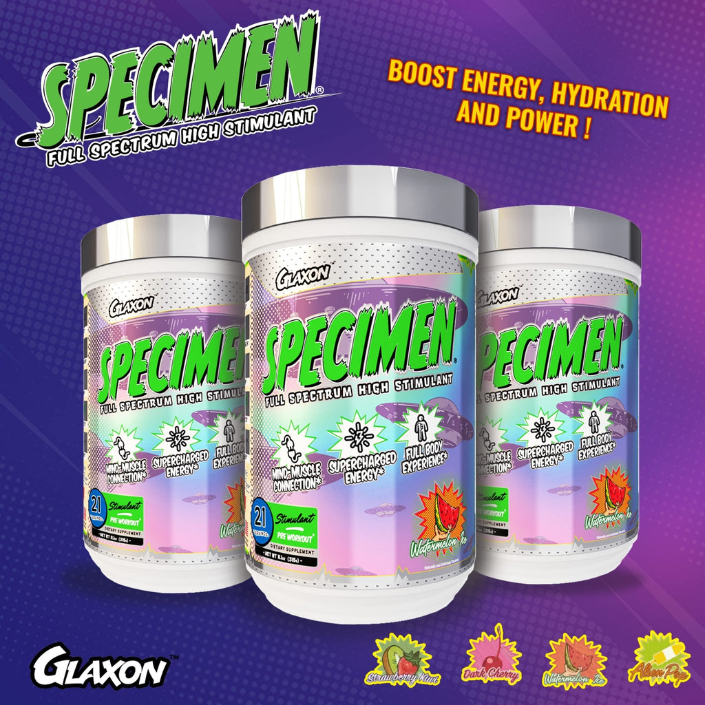 Glaxon Specimen High Stimulant Pre Workout Powder, Preworkout with 300mg Caffeine - TrustMedUSA