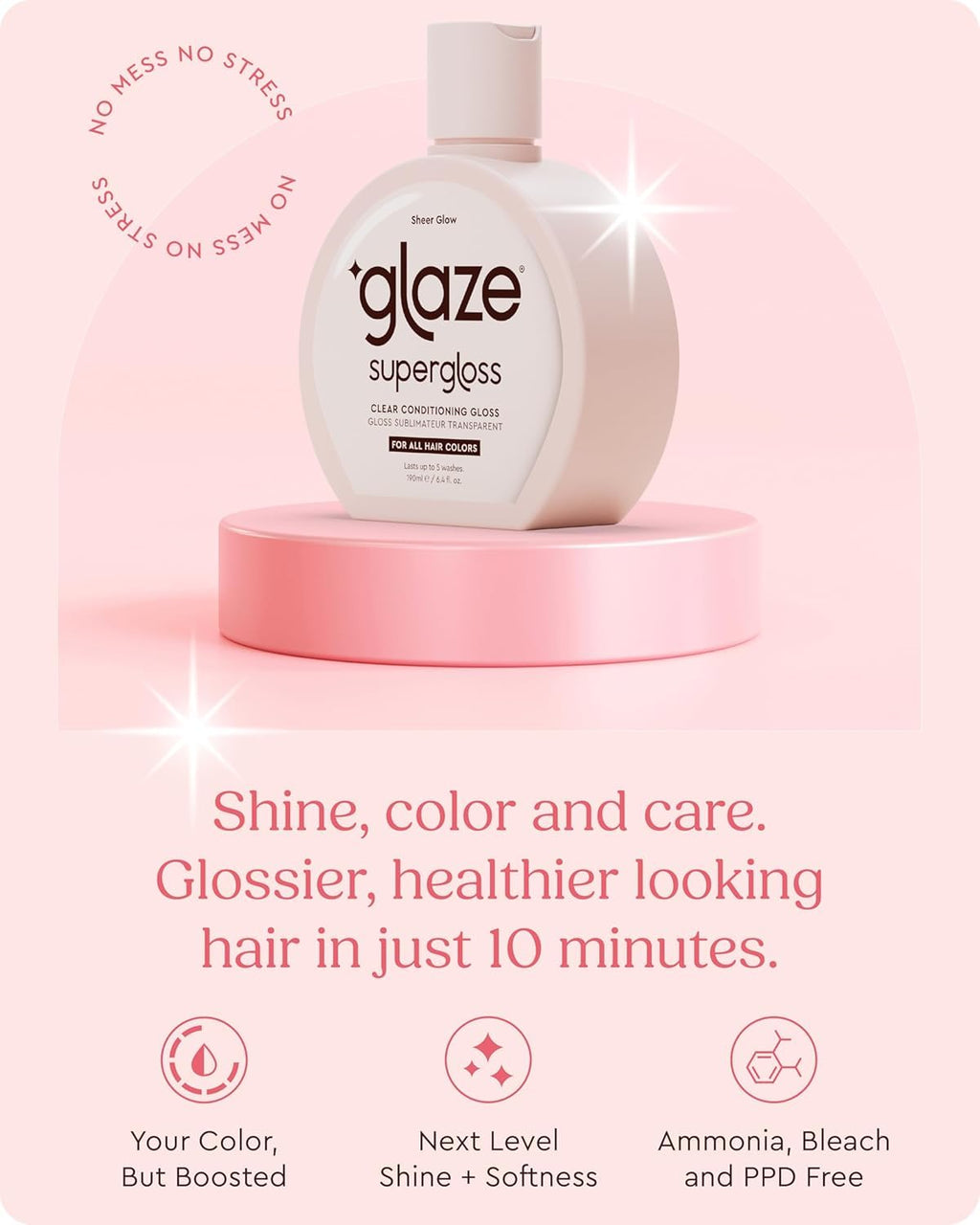 Glaze Supergloss Sheer Glow Clear Hair Gloss Mini – Smooths, Lightweight, Adds Mirror Shine & Improves the look of Damaged Hair – Travel Size 1.7 oz - TrustMedUSA