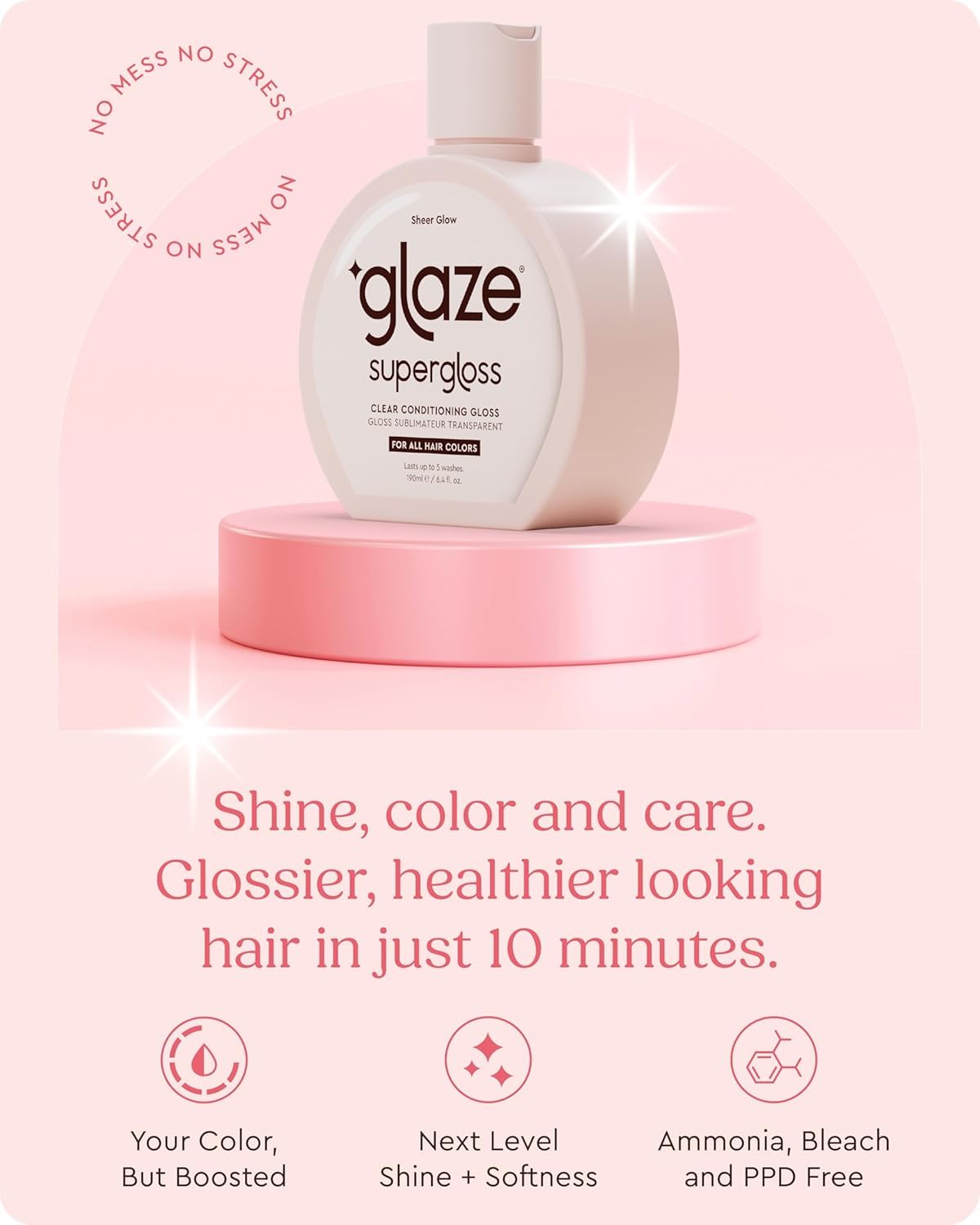 Glaze Supergloss Sheer Glow Clear Hair Gloss Mini – Smooths, Lightweight, Adds Mirror Shine & Improves the look of Damaged Hair – Travel Size 1.7 oz - TrustMedUSA