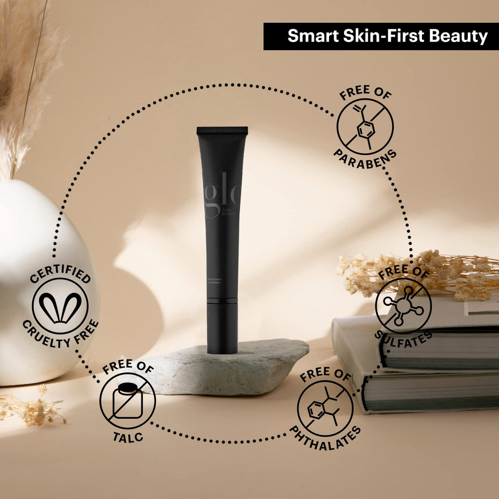 Glo Skin Beauty Satin Cream Foundation Makeup for Face, Beige Medium - Full Coverage, Semi Matte Finish, Conceal Blemishes & Even Skin Tone - TrustMedUSA