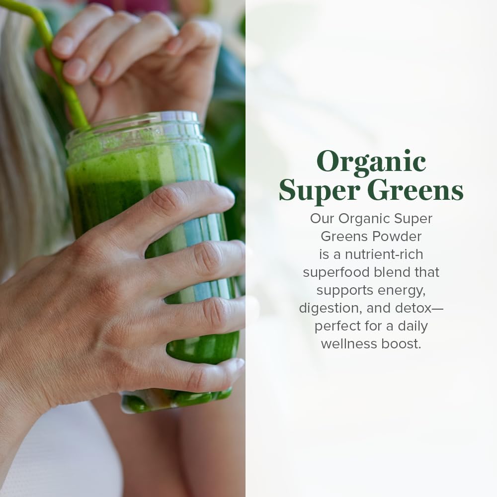 Global Healing Organic Super Greens Powder Blend - Greens Superfood Powder with 15 Raw Whole Sprouts - Delicious Green Juice Smoothie Mix for Daily Nutrition - Non-GMO, Gluten-Free Greens Supplements - TrustMedUSA
