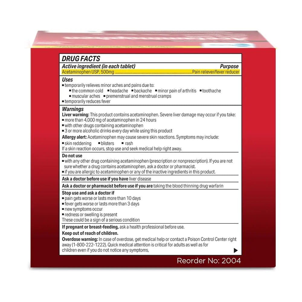 Globe Extra Strength Acetaminophen Tablets 500 mg, Pain Reliever and Fever Reducer, Gentle on Stomach, for Arthritis Pain, Backache Pain and More, 50 Packets of 2 Tablets Each, 100 Count - TrustMedUSA