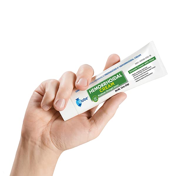 Globe Hemorrhoidal Cream (2 Pack) 1.8 oz w/Applicator Phenylephrine, Pramoxine with Aloe, Relief from Burning, Itching and Discomfort of Hemorrhoids. - TrustMedUSA