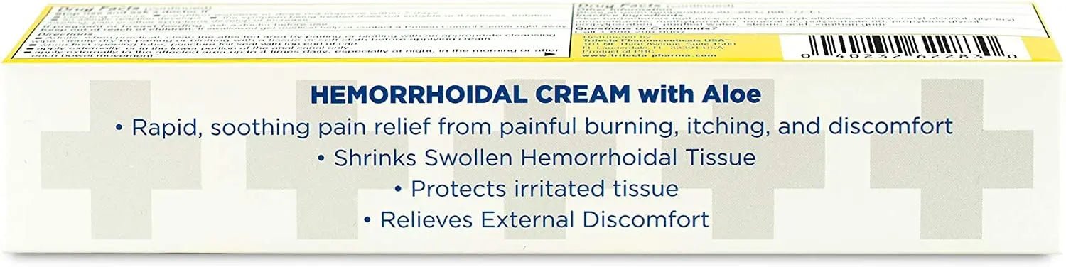Globe Hemorrhoidal Cream, Phenylephrine HCl, Pramoxine with Aloe, Relief from Burning, Itching and Discomfort of Hemorrhoids, 1.8 Ounces - TrustMedUSA