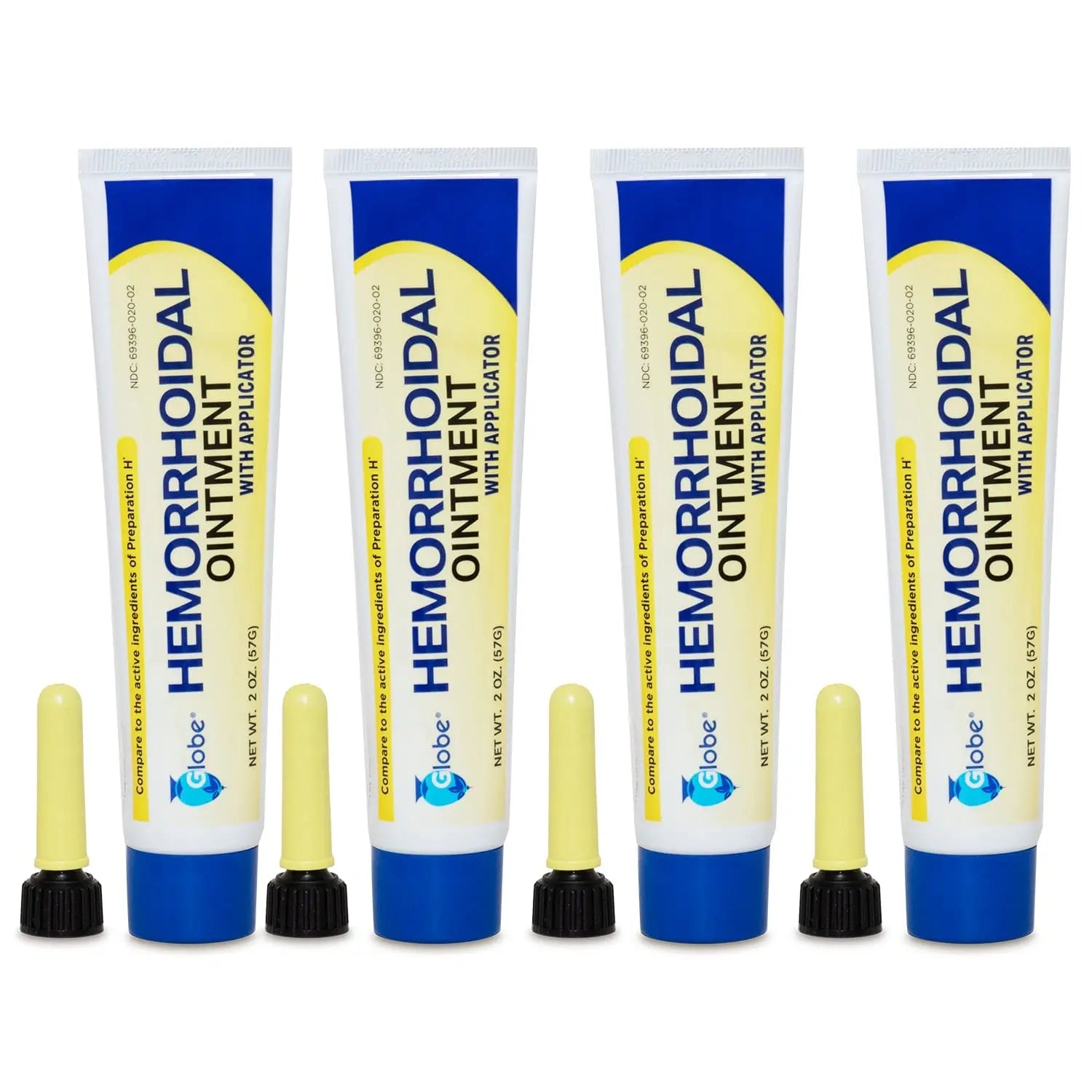 Globe Hemorrhoidal Ointment, Phenylephrine HCl, Petrolatum, Mineral Oil, Relief from Burning, Itching and Discomfort of Hemorrhoids, 2 Ounces (4 Pack) - TrustMedUSA