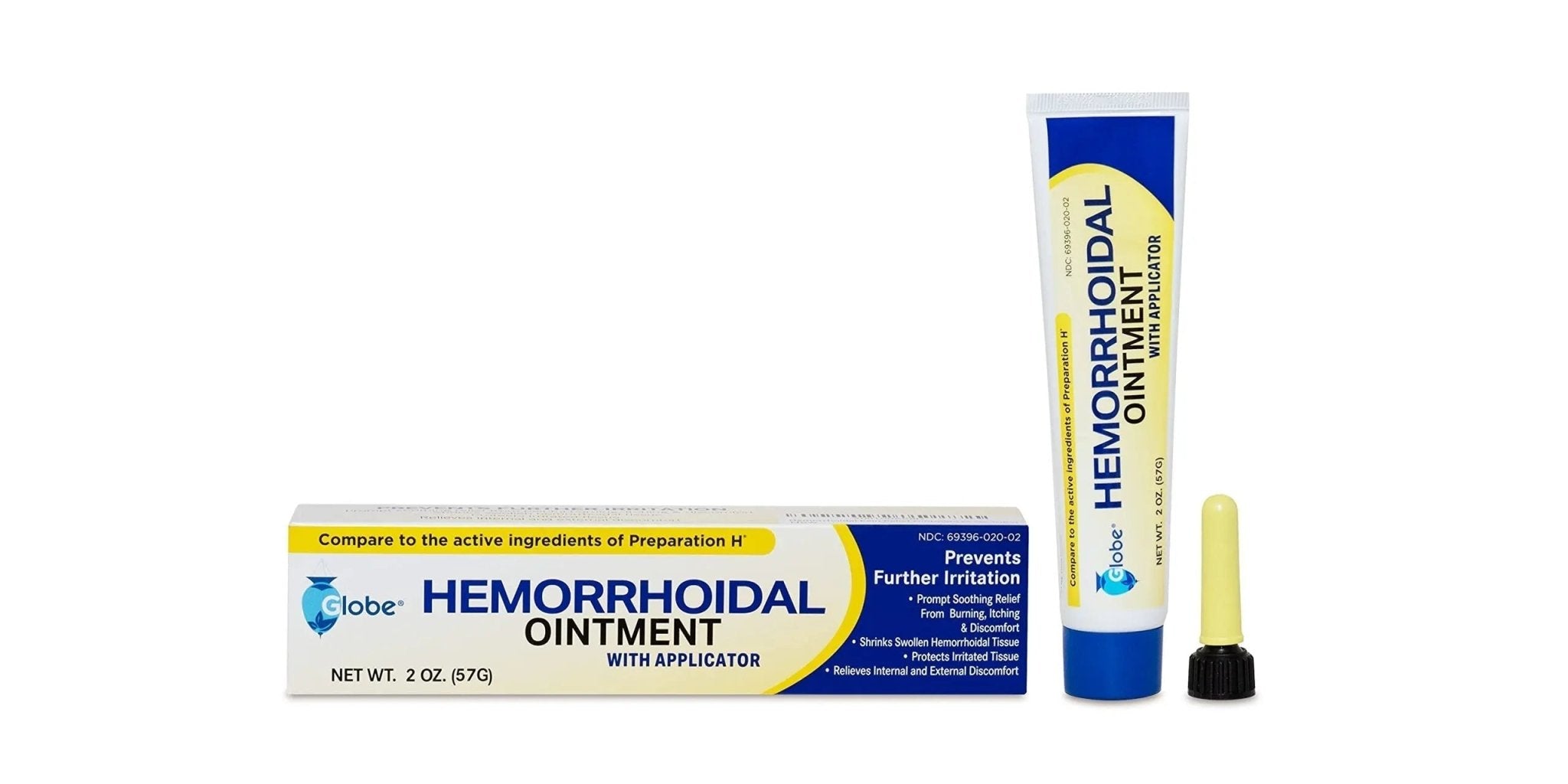 Globe Hemorrhoidal Ointment, Phenylephrine HCl, Petrolatum, Mineral Oil, Relief from Burning, Itching and Discomfort of Hemorrhoids, 2 Ounces (4 Pack) - TrustMedUSA