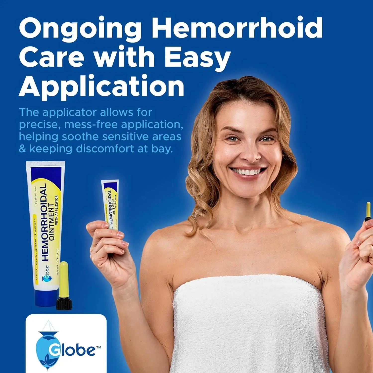 Globe Hemorrhoidal Ointment, Phenylephrine HCl, Petrolatum, Mineral Oil, Relief from Burning, Itching and Discomfort of Hemorrhoids, 2 Ounces (4 Pack) - TrustMedUSA
