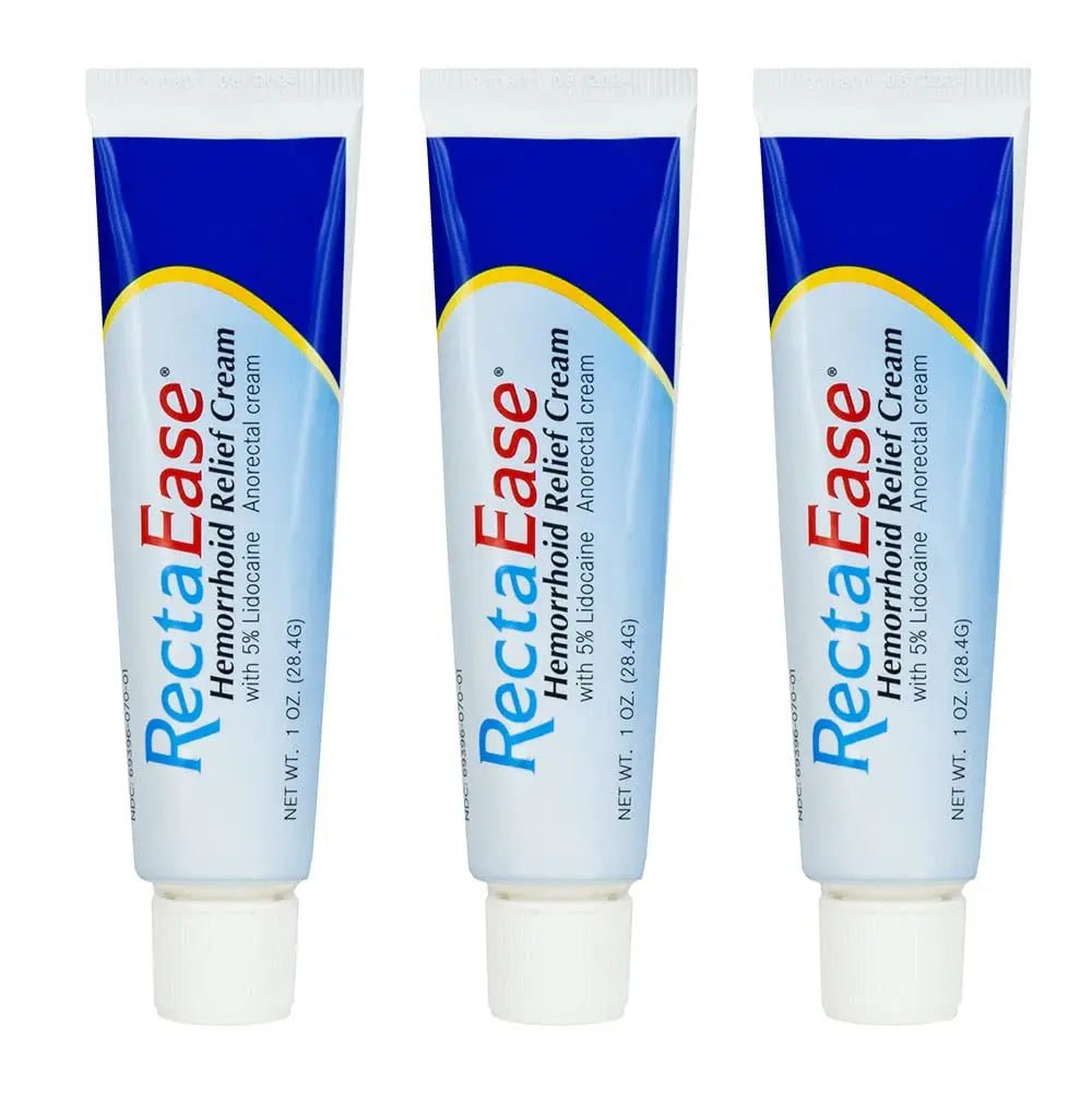 Globe RectaEase 5% Lidocaine (3 Pack) Hemorrhoid Relief Cream 1 oz Tube, Anorectal Cream, Rapid Numbing Relief, Hemorrhoid Treatment from Itch and Burn - TrustMedUSA