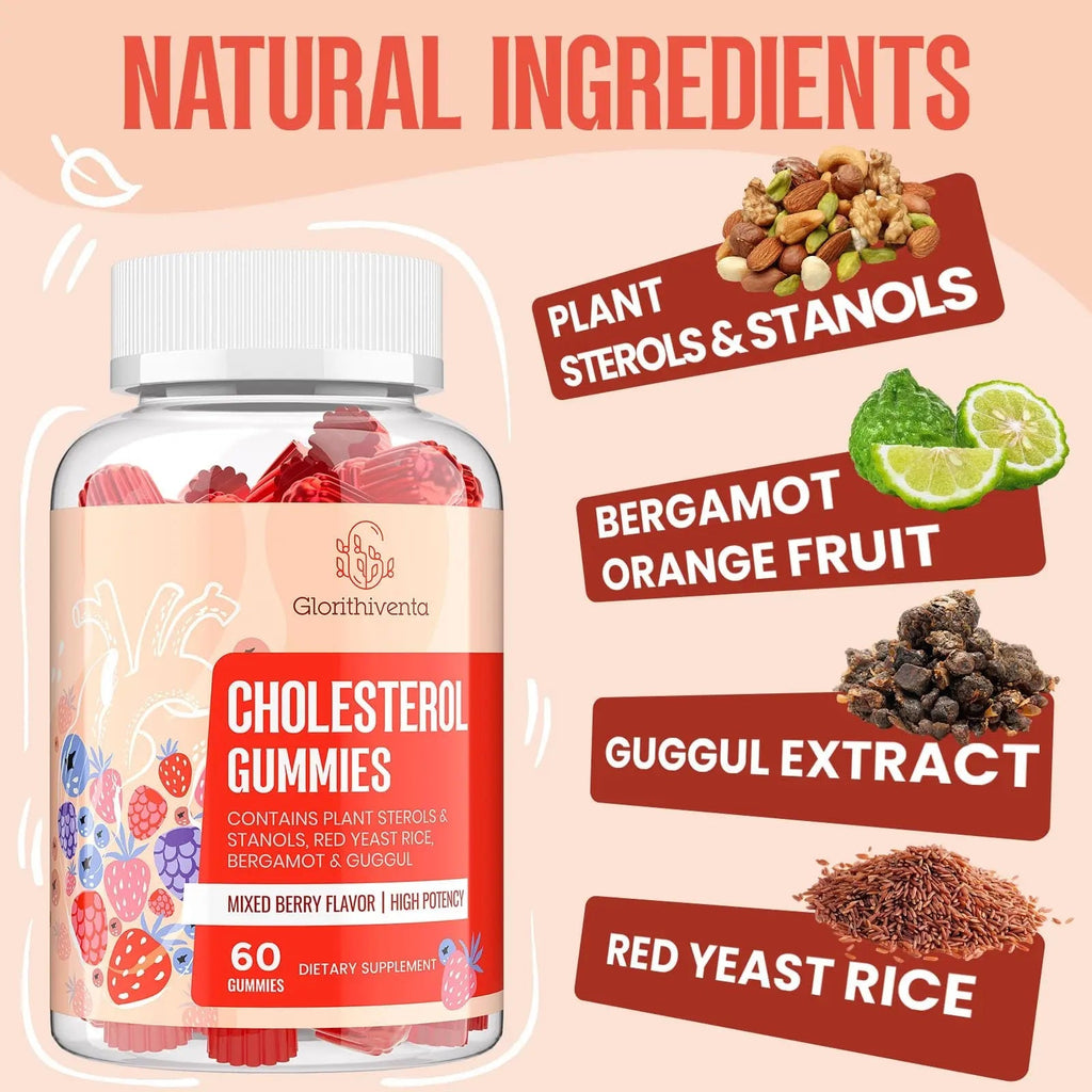 Glorithiventa Cholesterol & Booty Gummies Supplement Bundle - Plant Sterols & Stanols + CurvaBoost BBL Herb Blend & Creatine Monohydrate - Cholesterol Normal Level, Booty, Curves & Energy - TrustMedUSA