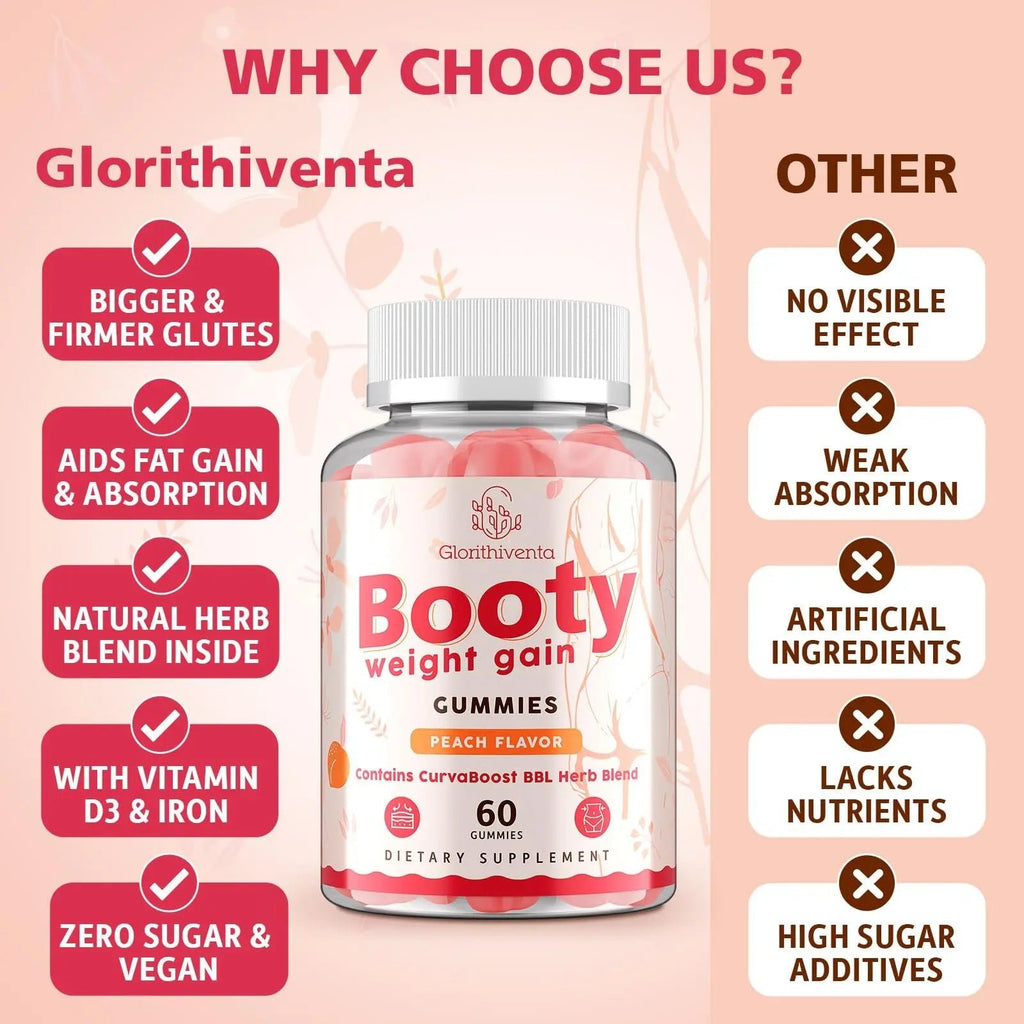 Glorithiventa Cholesterol & Booty Gummies Supplement Bundle - Plant Sterols & Stanols + CurvaBoost BBL Herb Blend & Creatine Monohydrate - Cholesterol Normal Level, Booty, Curves & Energy - TrustMedUSA
