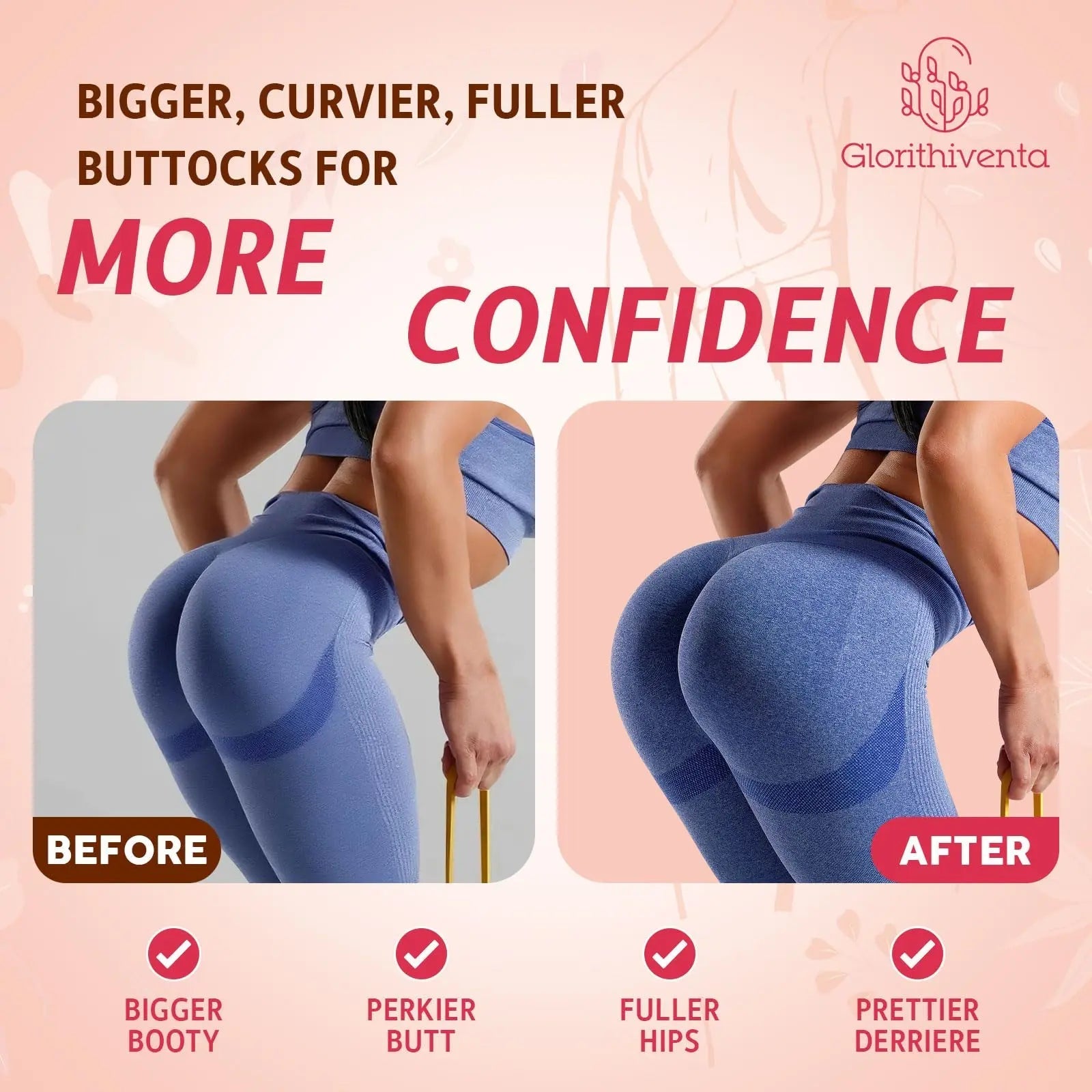 Glorithiventa Cholesterol & Booty Gummies Supplement Bundle - Plant Sterols & Stanols + CurvaBoost BBL Herb Blend & Creatine Monohydrate - Cholesterol Normal Level, Booty, Curves & Energy - TrustMedUSA