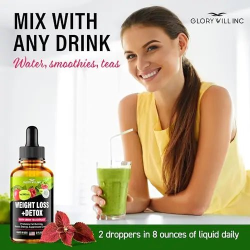 Glory Will Inc Weight Loss Drops Natural Detox Made in USA - Diet Drops for Fat Loss - TrustMedUSA
