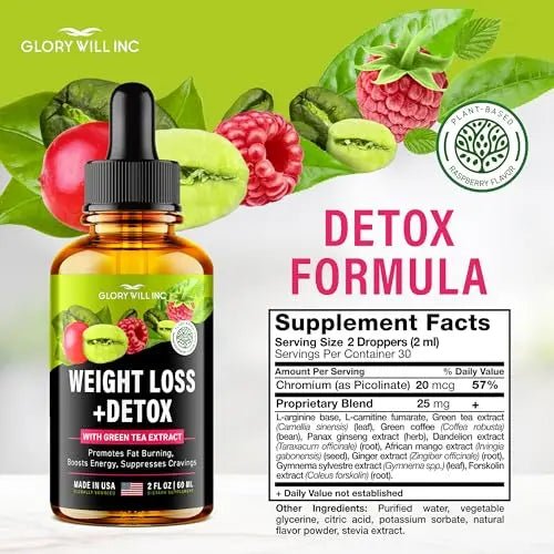 Glory Will Inc Weight Loss Drops Natural Detox Made in USA - Diet Drops for Fat Loss - TrustMedUSA