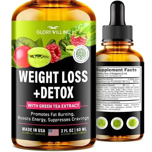 Glory Will Inc Weight Loss Drops Natural Detox Made in USA - Diet Drops for Fat Loss - TrustMedUSA