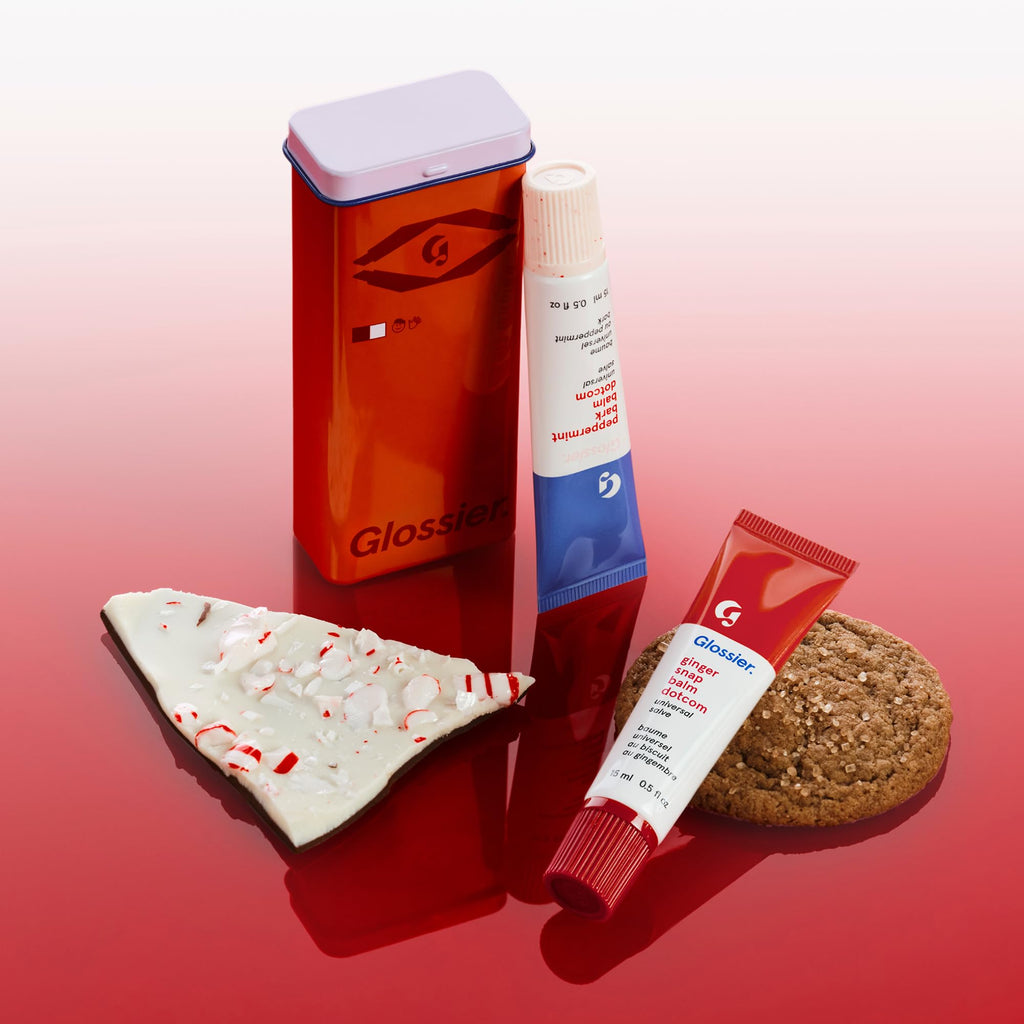 Glossier Balm Dotcom Hydrating Lip Balm Duo - Peppermint Bark & Ginger Snap - Lanolin, Beeswax & Castor Oil for Dry Lips - Nourishing Lip Care Gift Set, 2 x 15ml - TrustMedUSA