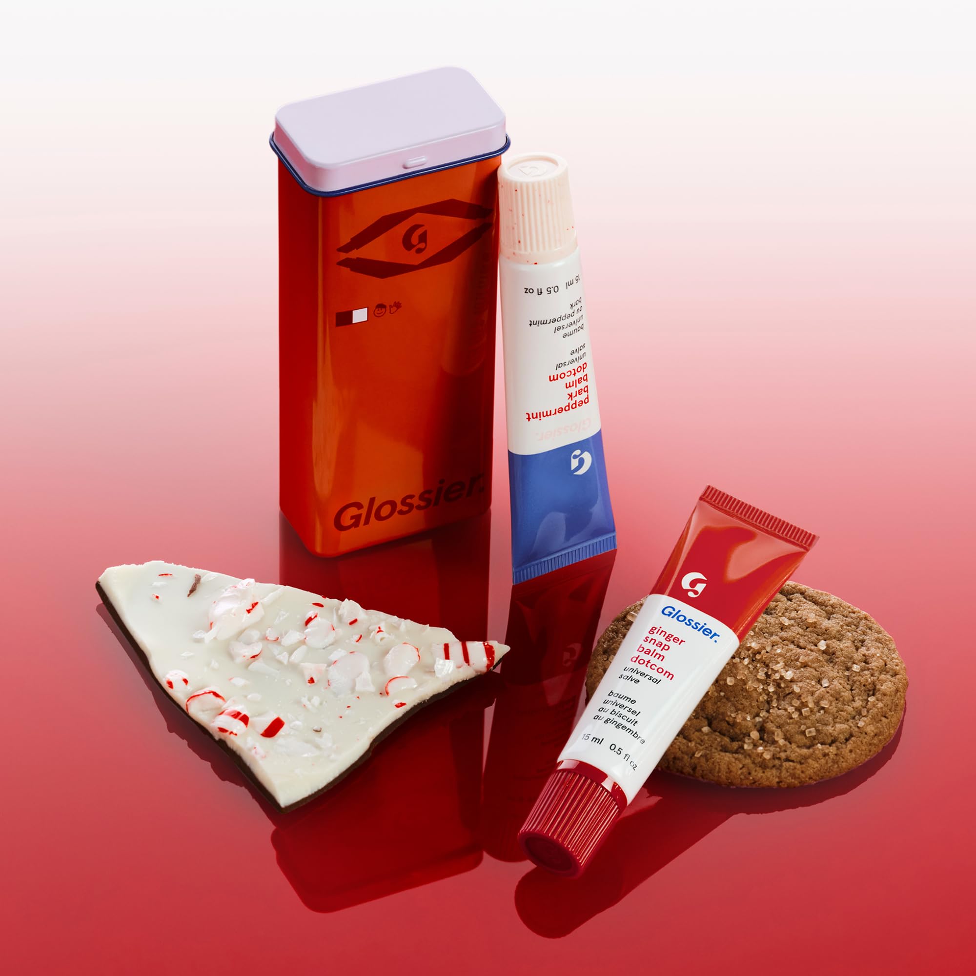 Glossier Balm Dotcom Hydrating Lip Balm Duo - Peppermint Bark & Ginger Snap - Lanolin, Beeswax & Castor Oil for Dry Lips - Nourishing Lip Care Gift Set, 2 x 15ml - TrustMedUSA
