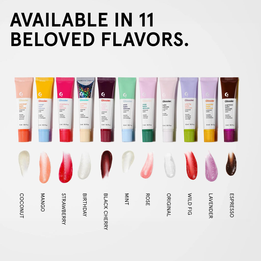 Glossier Balm Dotcom Hydrating Lip Balm - Universal Salve, Up to 12Hr Moisture - Lanolin, Beeswax & Castor Oil for Dry Lips, Cuticles & Skin - Birthday, Clear Soft Shimmer, 15ml - TrustMedUSA