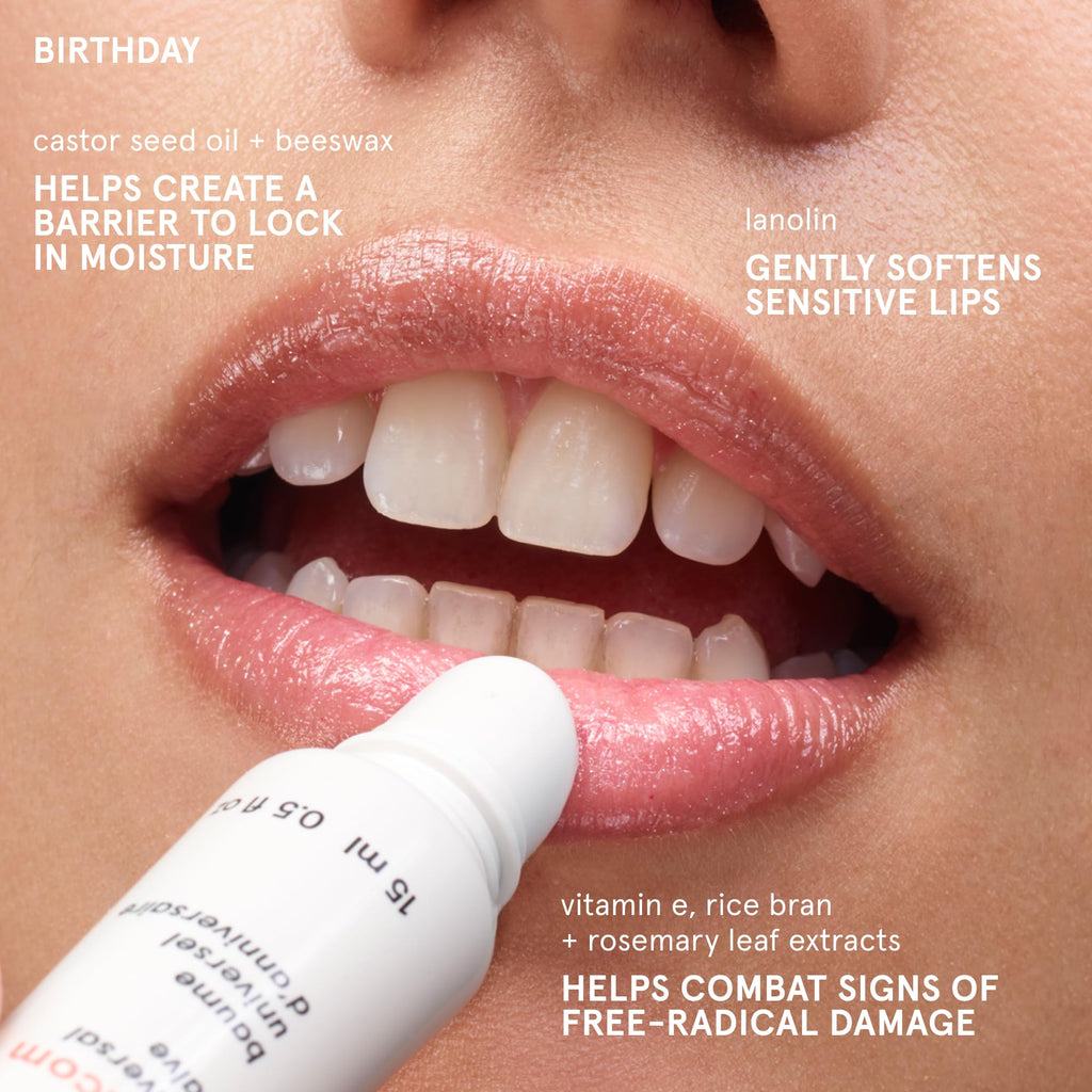 Glossier Balm Dotcom Hydrating Lip Balm - Universal Salve, Up to 12Hr Moisture - Lanolin, Beeswax & Castor Oil for Dry Lips, Cuticles & Skin - Birthday, Clear Soft Shimmer, 15ml - TrustMedUSA