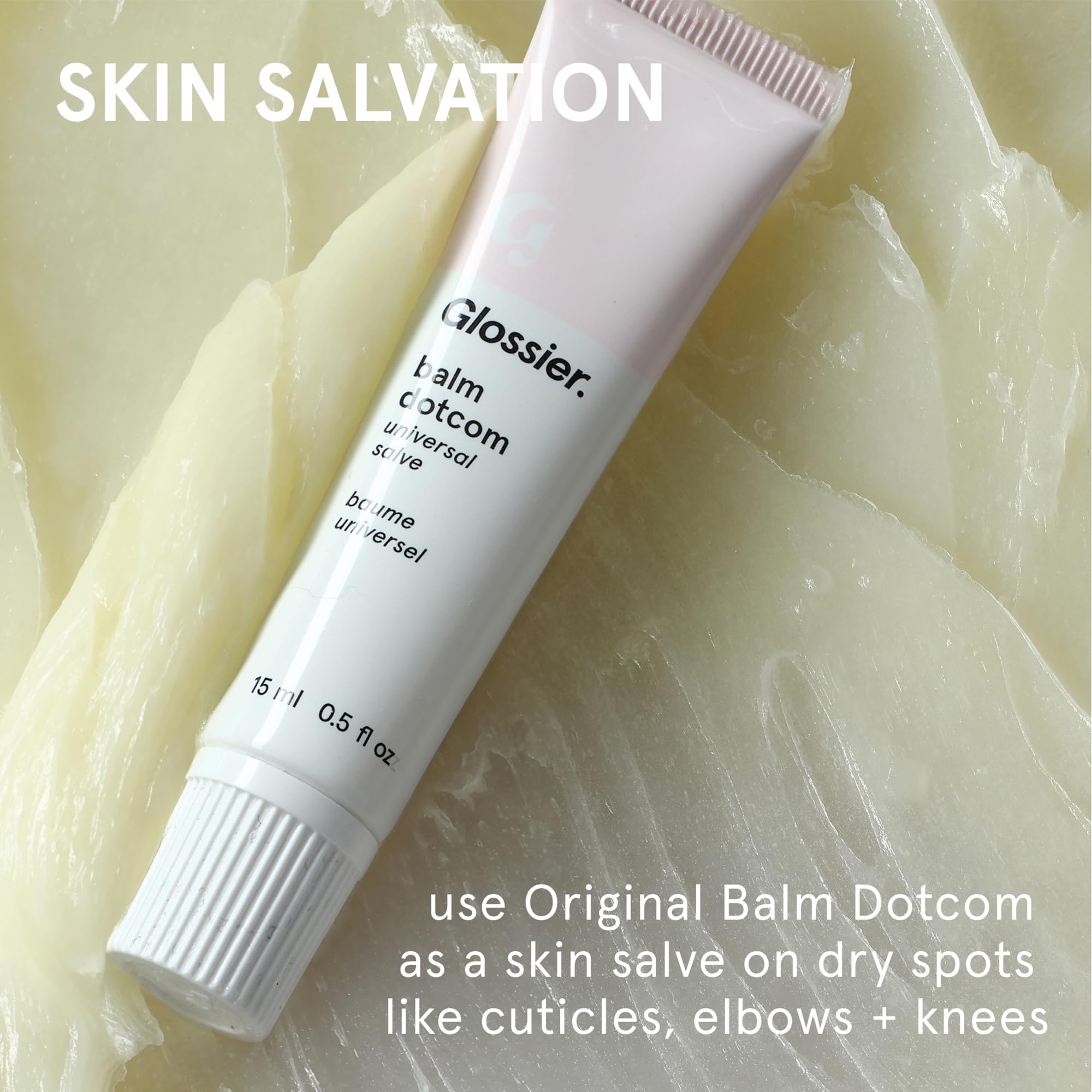 Glossier Balm Dotcom Hydrating Lip Balm - Universal Salve, Up to 12Hr Moisture - Lanolin, Beeswax & Castor Oil for Dry Lips, Cuticles & Skin - Original, Clear Fragrance-Free, 15ml - TrustMedUSA