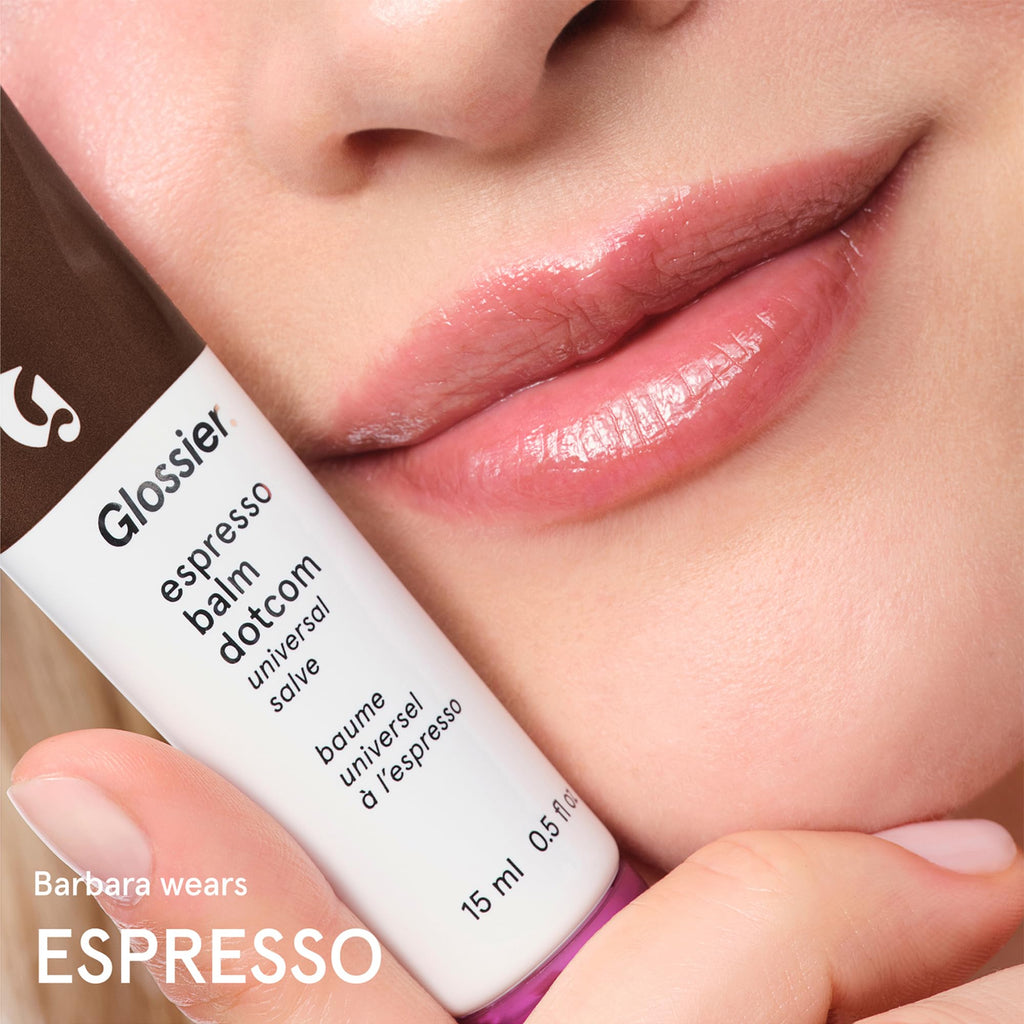 Glossier Balm Dotcom Hydrating Tinted Lip Balm - Universal Salve, Up to 12Hr Moisture for Dry Lips, Cuticles & Skin - Lanolin, Beeswax & Castor Oil - Espresso, Mocha Tint, 15ml - TrustMedUSA