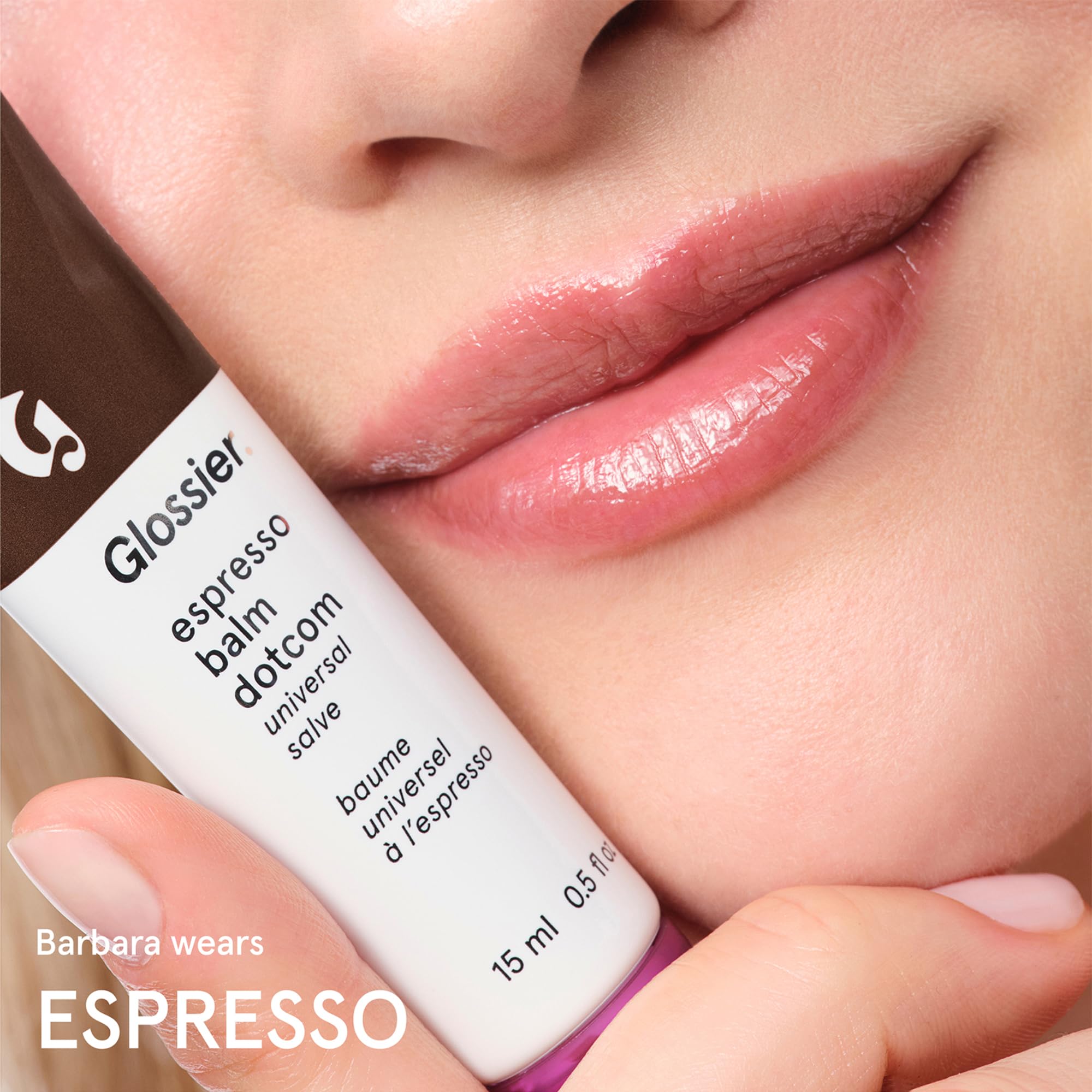 Glossier Balm Dotcom Hydrating Tinted Lip Balm - Universal Salve, Up to 12Hr Moisture for Dry Lips, Cuticles & Skin - Lanolin, Beeswax & Castor Oil - Espresso, Mocha Tint, 15ml - TrustMedUSA