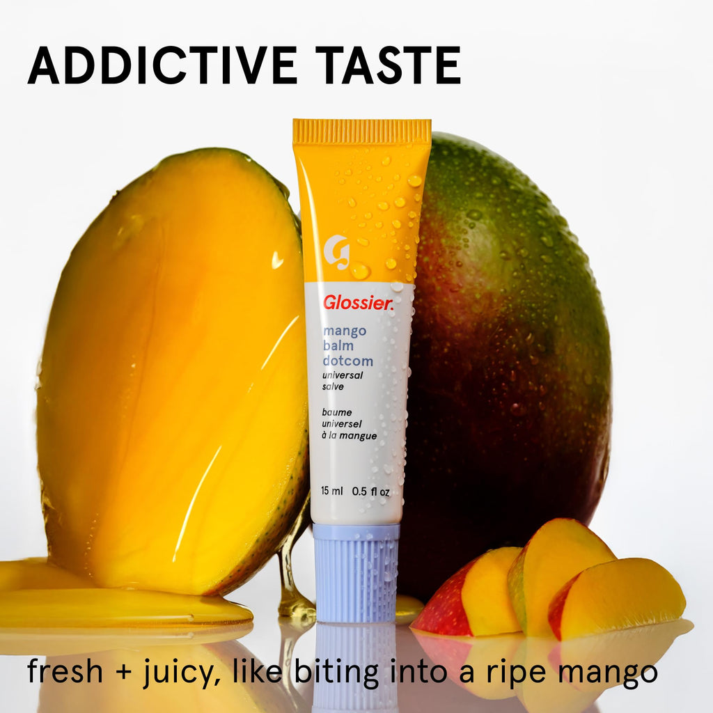 Glossier Balm Dotcom Hydrating Tinted Lip Balm - Universal Salve, Up to 12Hr Moisture for Dry Lips, Cuticles & Skin - Lanolin, Beeswax & Castor Oil - Mango, Tropical Peach Tint, 15ml - TrustMedUSA