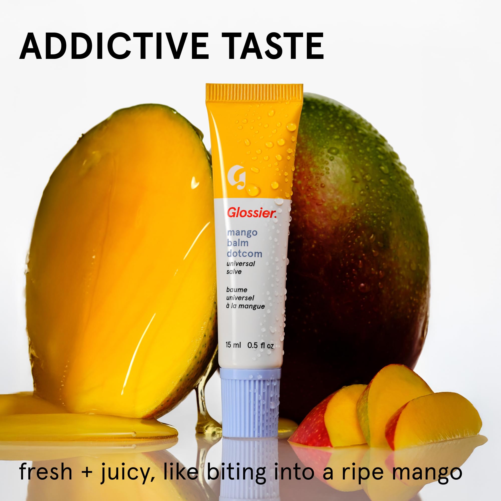 Glossier Balm Dotcom Hydrating Tinted Lip Balm - Universal Salve, Up to 12Hr Moisture for Dry Lips, Cuticles & Skin - Lanolin, Beeswax & Castor Oil - Mango, Tropical Peach Tint, 15ml - TrustMedUSA