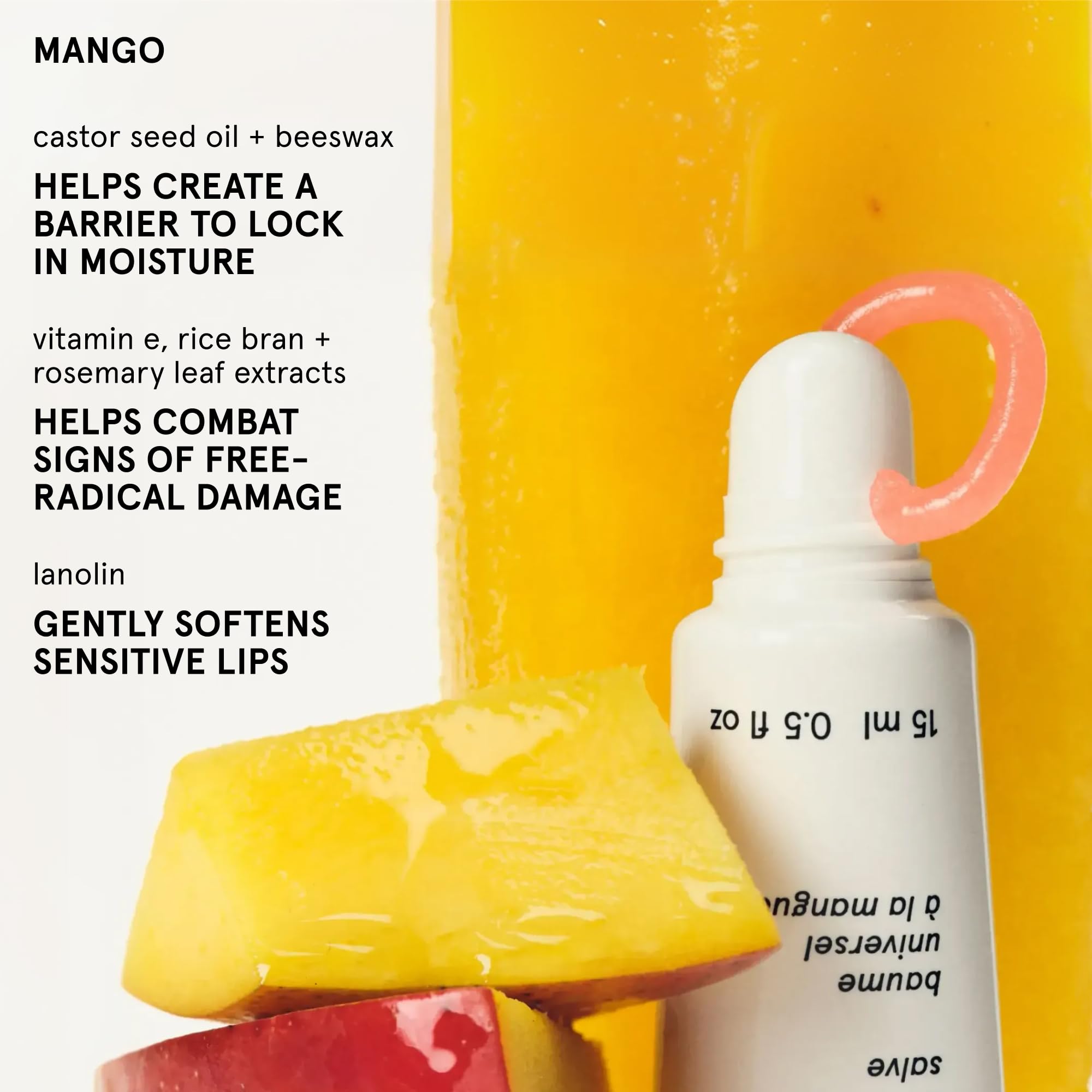 Glossier Balm Dotcom Hydrating Tinted Lip Balm - Universal Salve, Up to 12Hr Moisture for Dry Lips, Cuticles & Skin - Lanolin, Beeswax & Castor Oil - Mango, Tropical Peach Tint, 15ml - TrustMedUSA